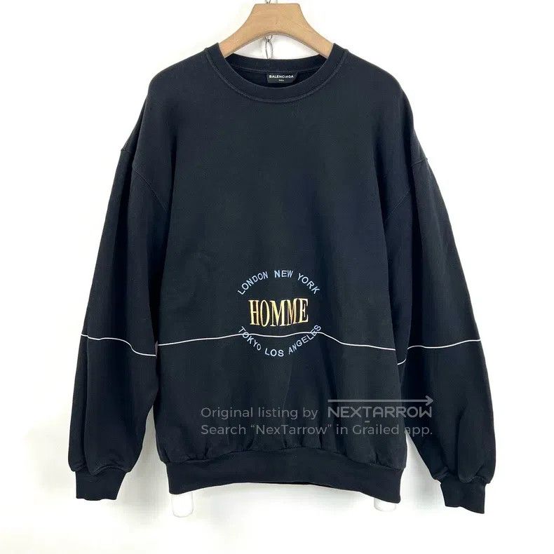 Balenciaga Balenciaga Embroidered Black Round Neck Hoodie Size US M / EU 48-50 / 2 - 1 Thumbnail
