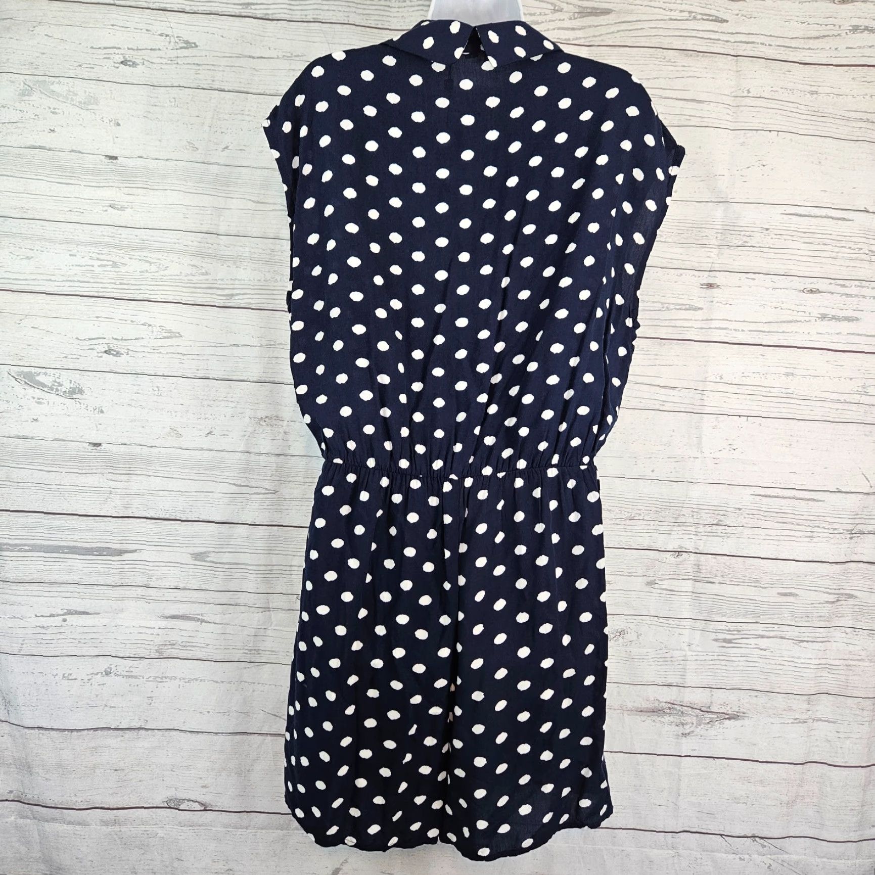 Vintage Molly Bracken Romper Womens L Blue White Polka Dot Viscose Short Sleeveless Collared Casual Summer Spring One-Piece Size 36" / US 14 / IT 50 - 3 Thumbnail