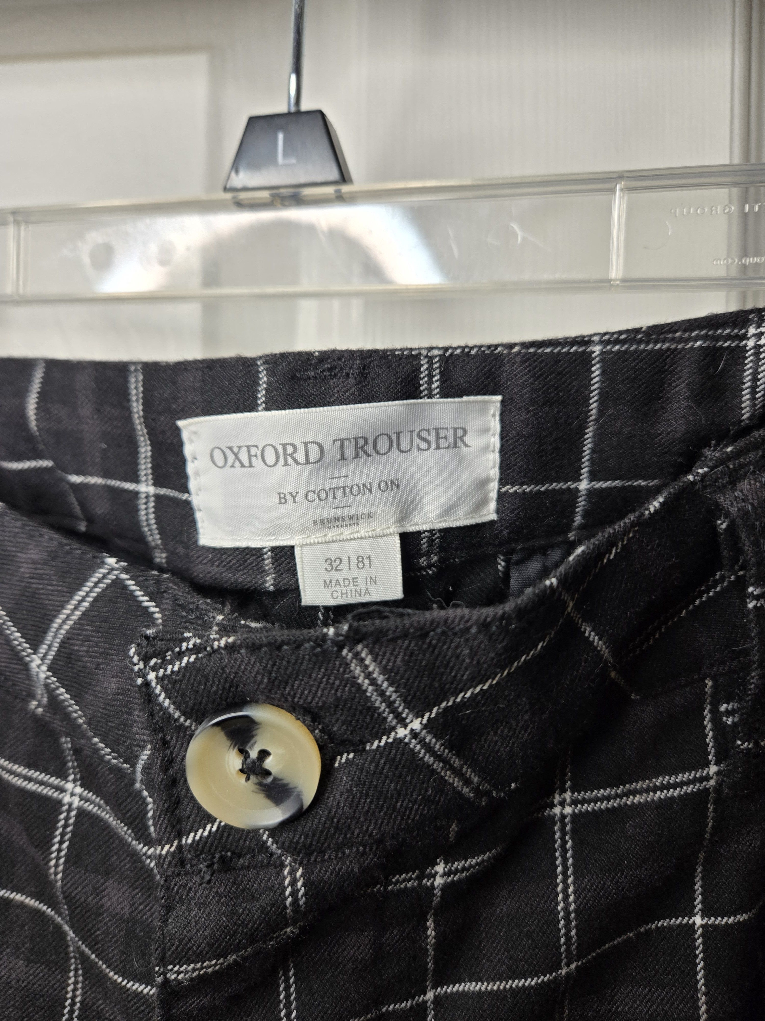 Cotton On Cotton On Oxford Trouser Black Grid Size US 32 / EU 48 - 2 Thumbnail