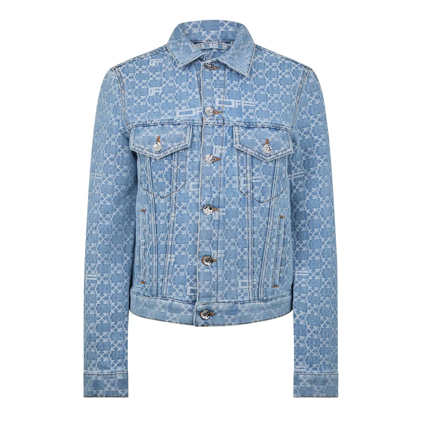 Off-White o1g2r1mq0125 Monogram Denim Jacket in Light Blue Size XXS / US 00 / IT 34 - 1 Thumbnail