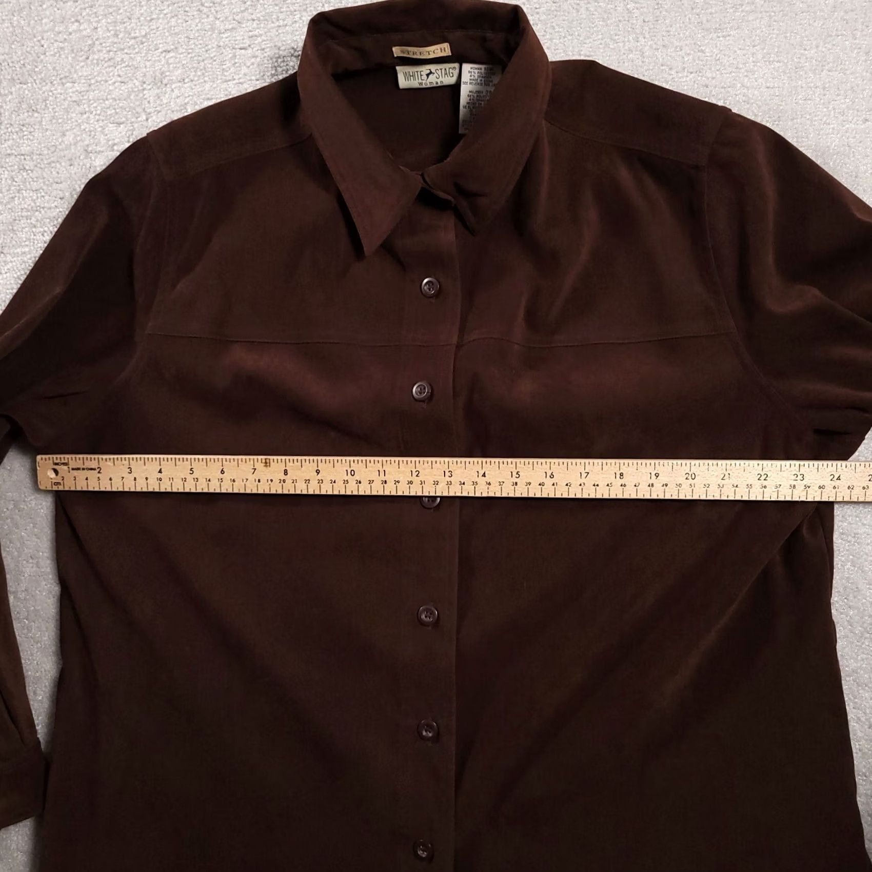 Vintage VINTAGE White Stag 2 Piece Set Button Up Shirt Skirt Brown L/S Suede Women 18W 90s Business Formal Travel - Womens Size M / US 6-8 / IT 42-44 - 6 Thumbnail