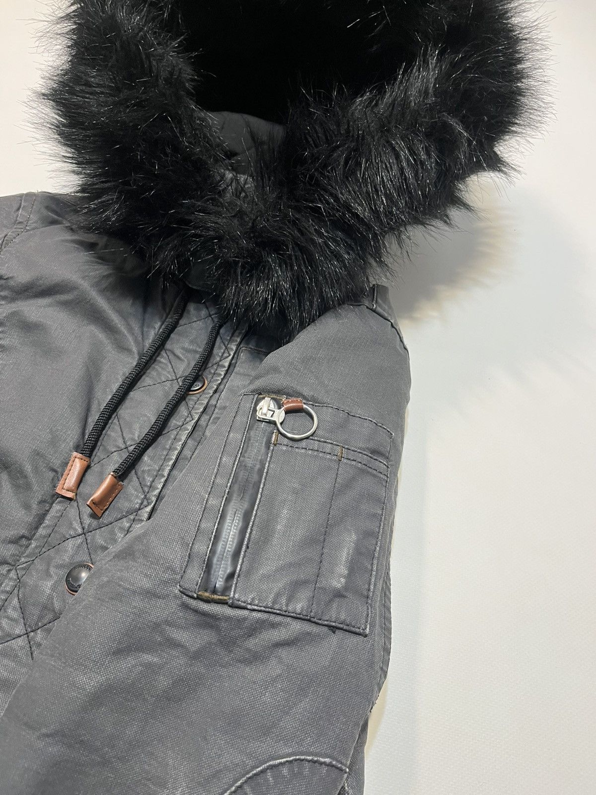 If Six Was Nine Vintage Khujo Waxed Fur Y2K Bomber Jacket Size US M / EU 48-50 / 2 - 3 Thumbnail