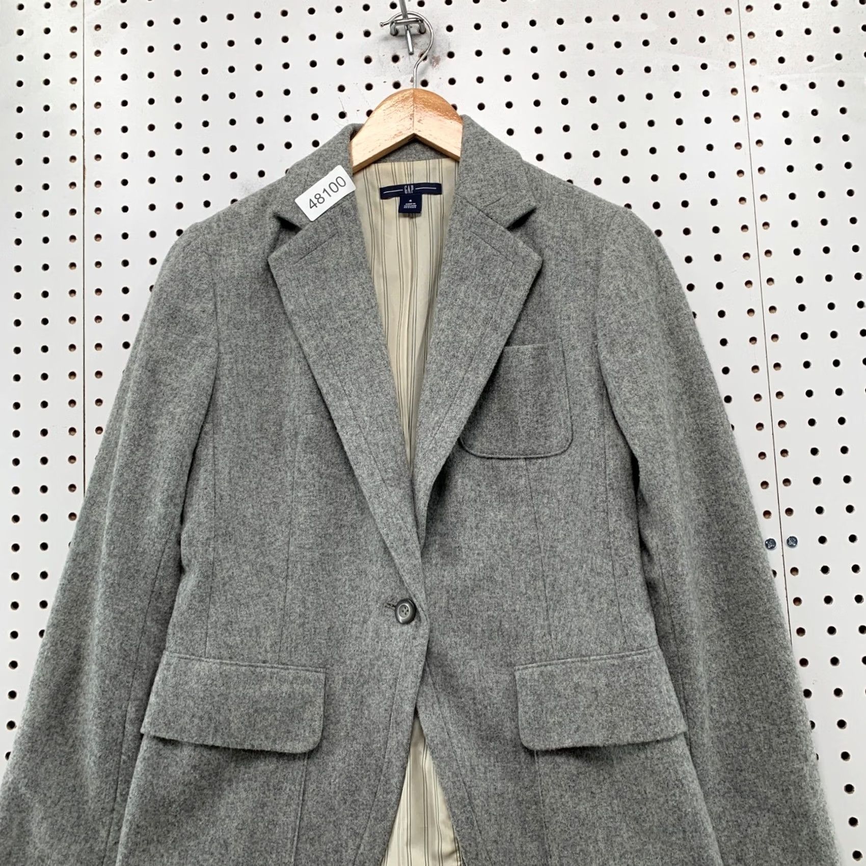 Gap Gap Blazer Jacket Gray Wool Blend One-Button Notch Lapel Size 4 Womens Work Casual Business Size S / US 4 / IT 40 - 4 Thumbnail