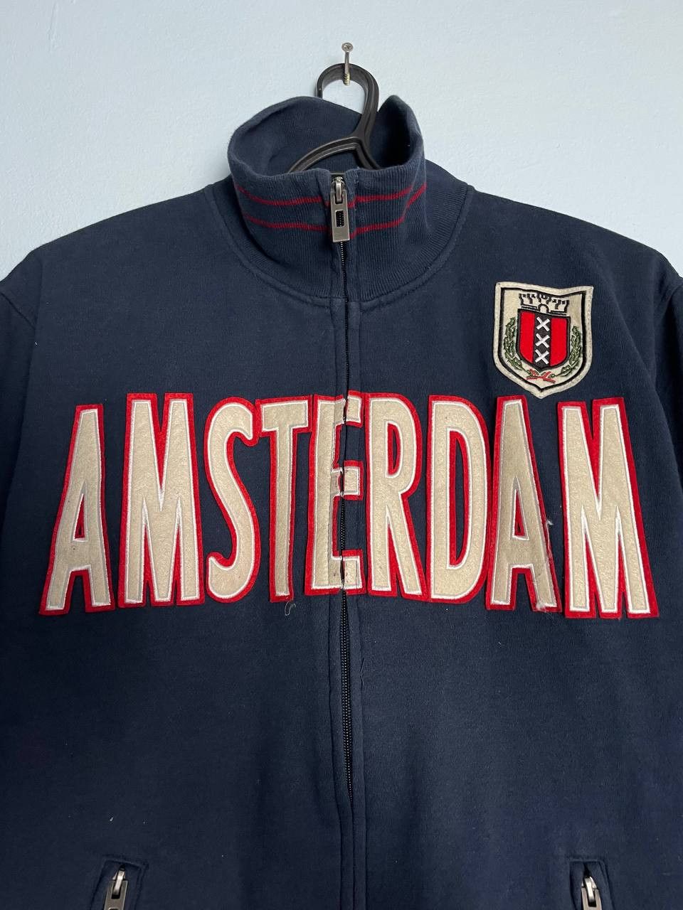 Vintage Amsterdam Crest Embroidered Logo Sweater Track Jacket Navy Size US XL / EU 56 / 4 - 3 Thumbnail