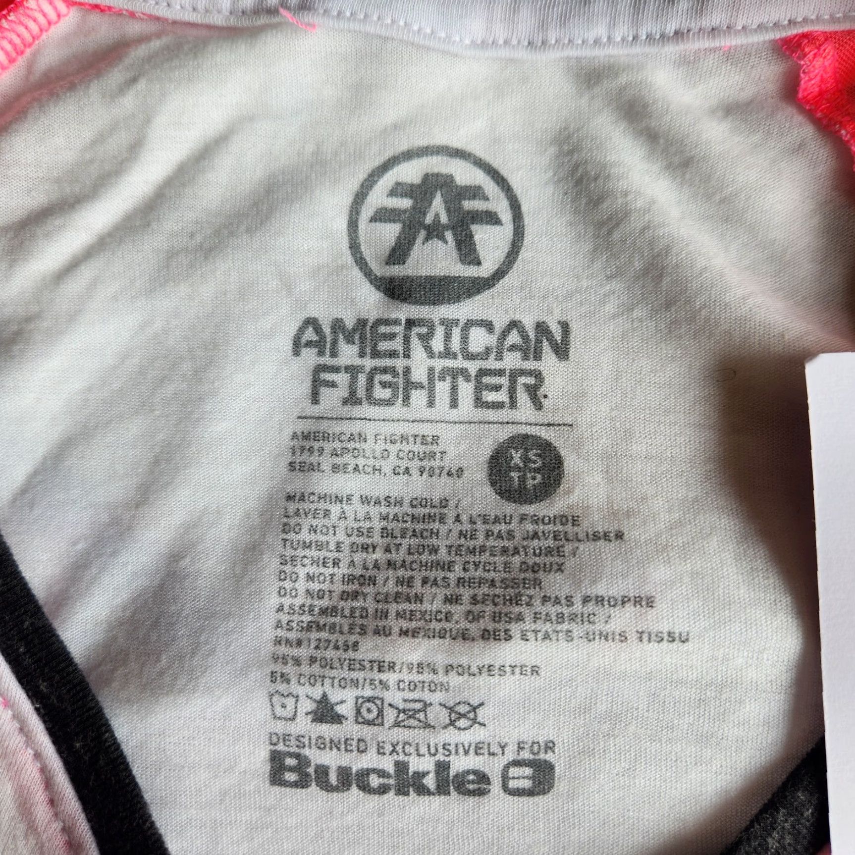 Vintage American Fighter TShirt White Pink Raglan Graphic Park Ridge Affliction XS Women Size XS / US 0-2 / IT 36-38 - 6 Thumbnail