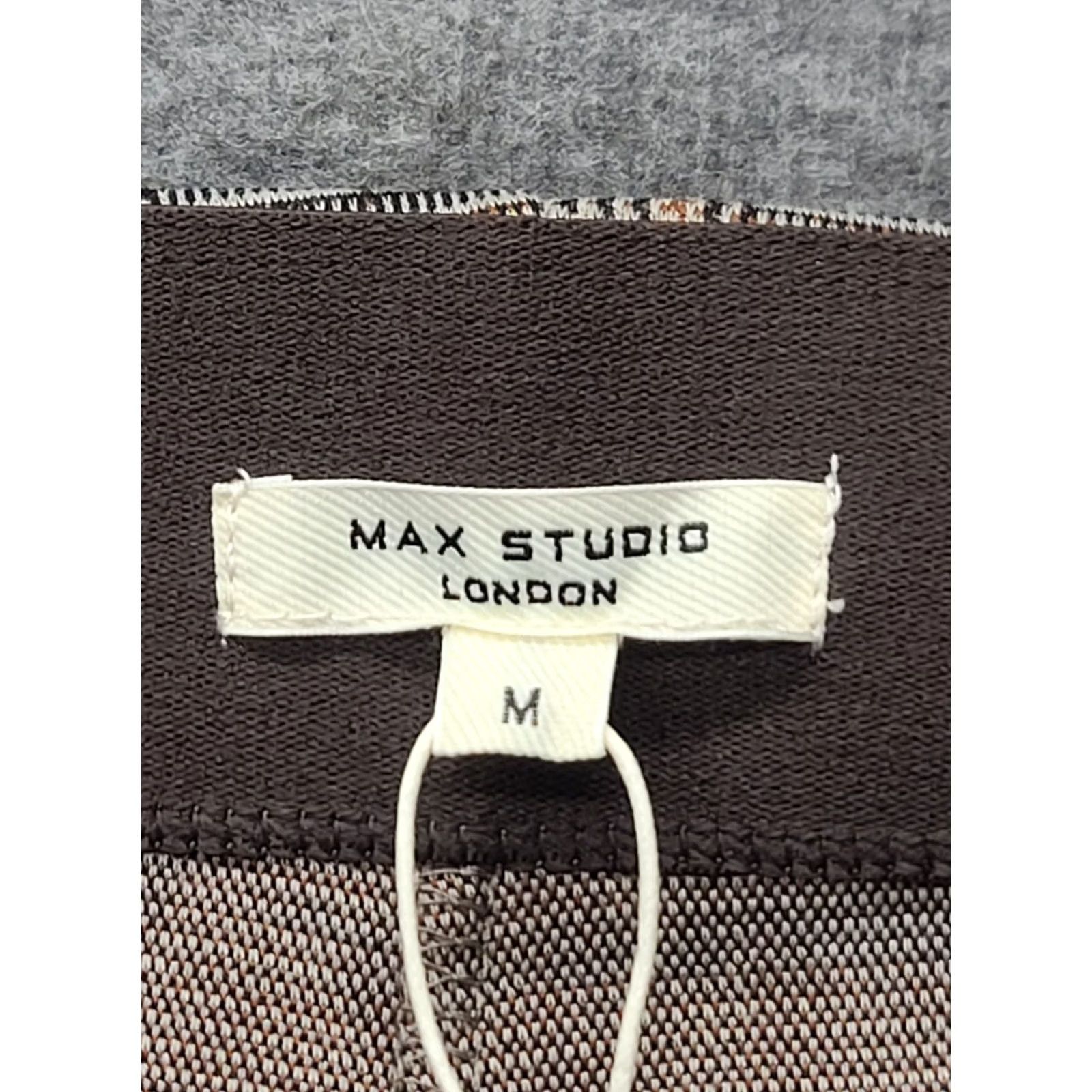 Vintage MAX STUDIO London Pants Womens M 28x30 Wide Leg High Rise Gray Polyester Rayon Spandex Geometric NWT Mens? Size 32" / US 10 / IT 46 - 4 Thumbnail