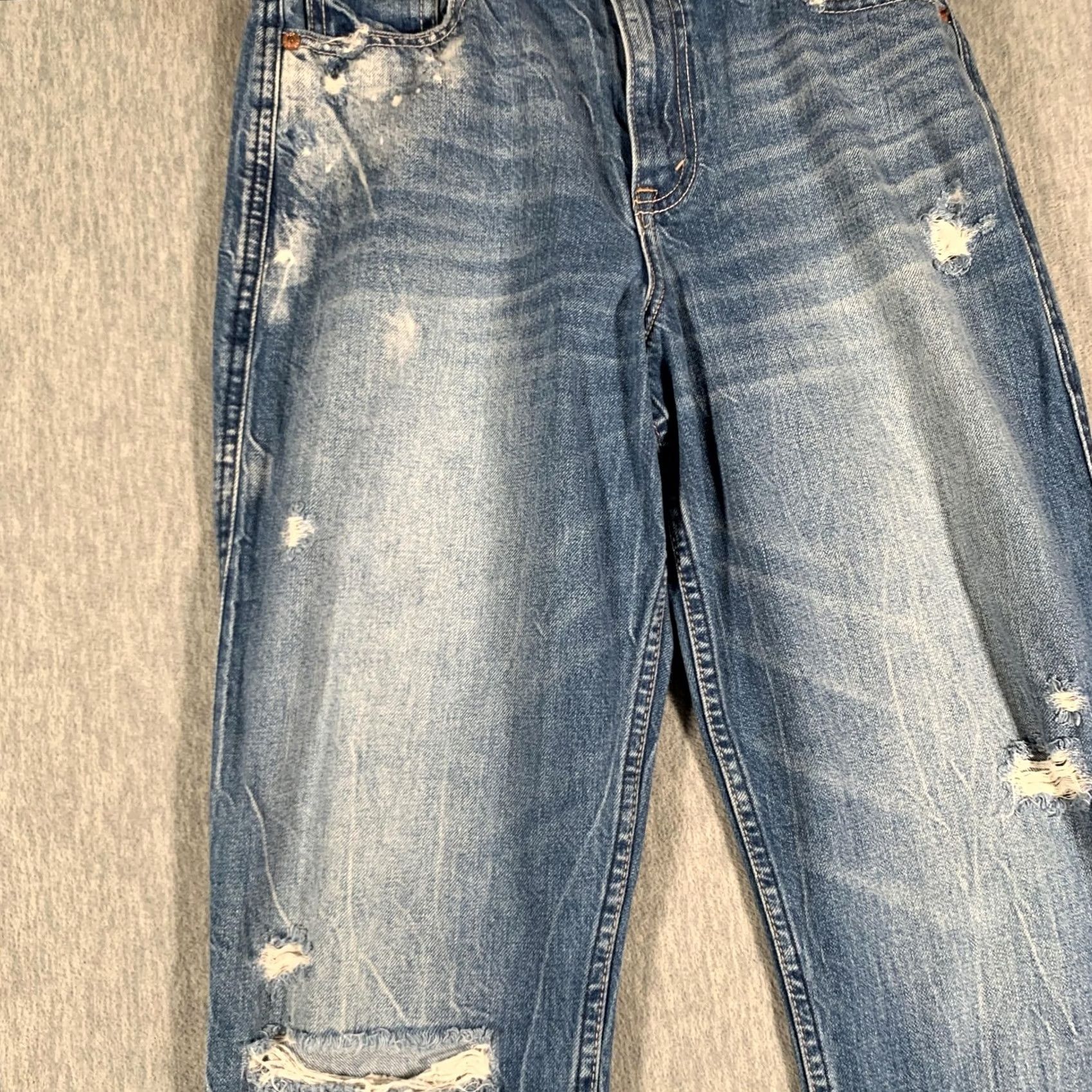 Abercrombie & Fitch Abercrombie & Fitch Jeans Womens 28x27 Blue High Rise Girlfriend Distressed Jeans Size 28" / US 6 / IT 42 - 5 Thumbnail