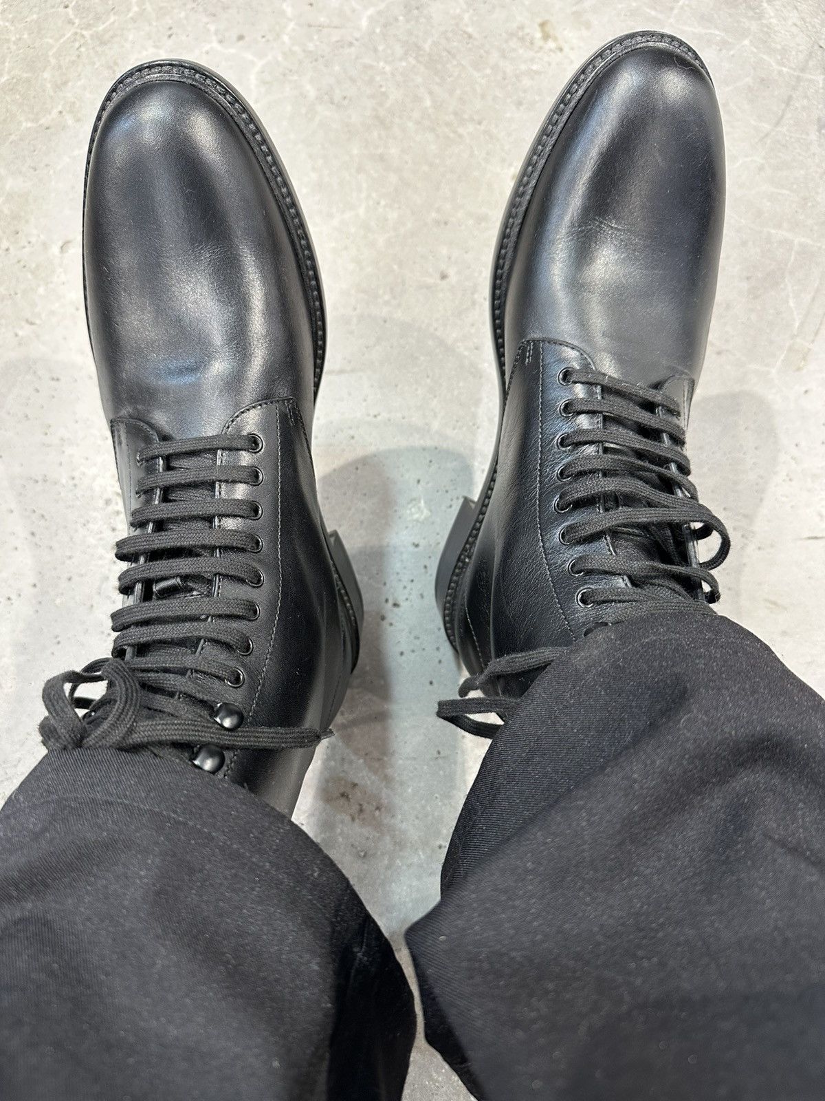 Saint Laurent Paris 19SS Black Ayers Snakeskin 60mm Finn Boots 42