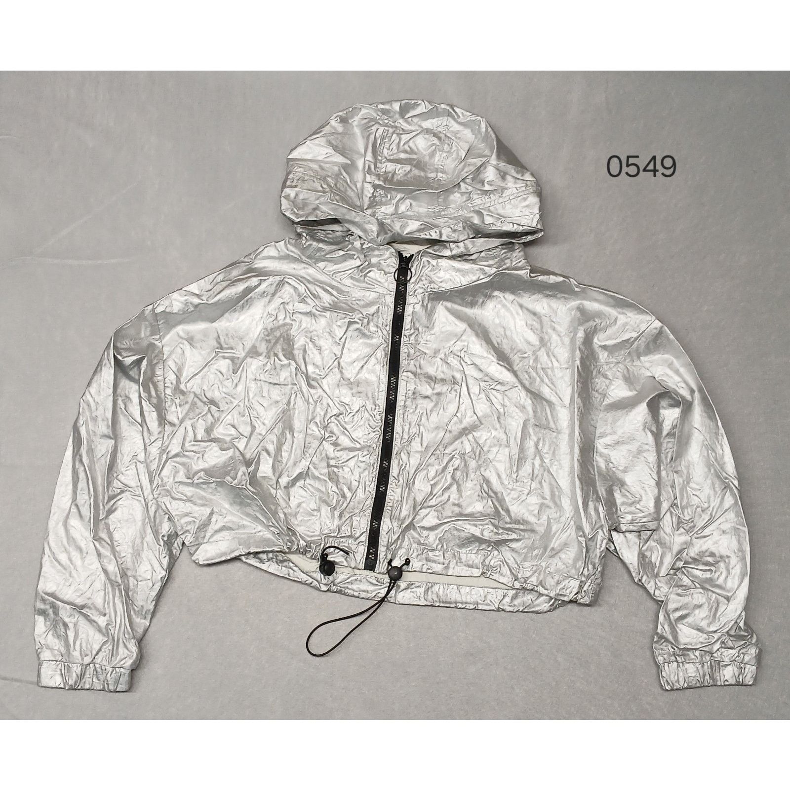 Other Meek (Medium) Silver Polyester Crop Hoodie Zip Jacket Size M / US 6-8 / IT 42-44 - 1 Thumbnail