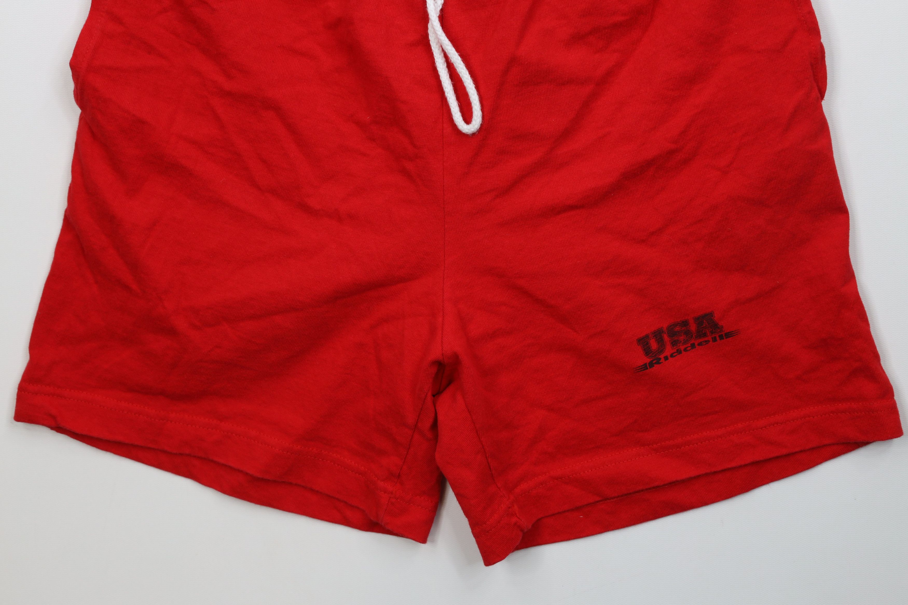 Riddell Vintage 90s Riddell Football Knee Shorts Red Cotton USA Size US 30 / EU 46 - 4 Thumbnail