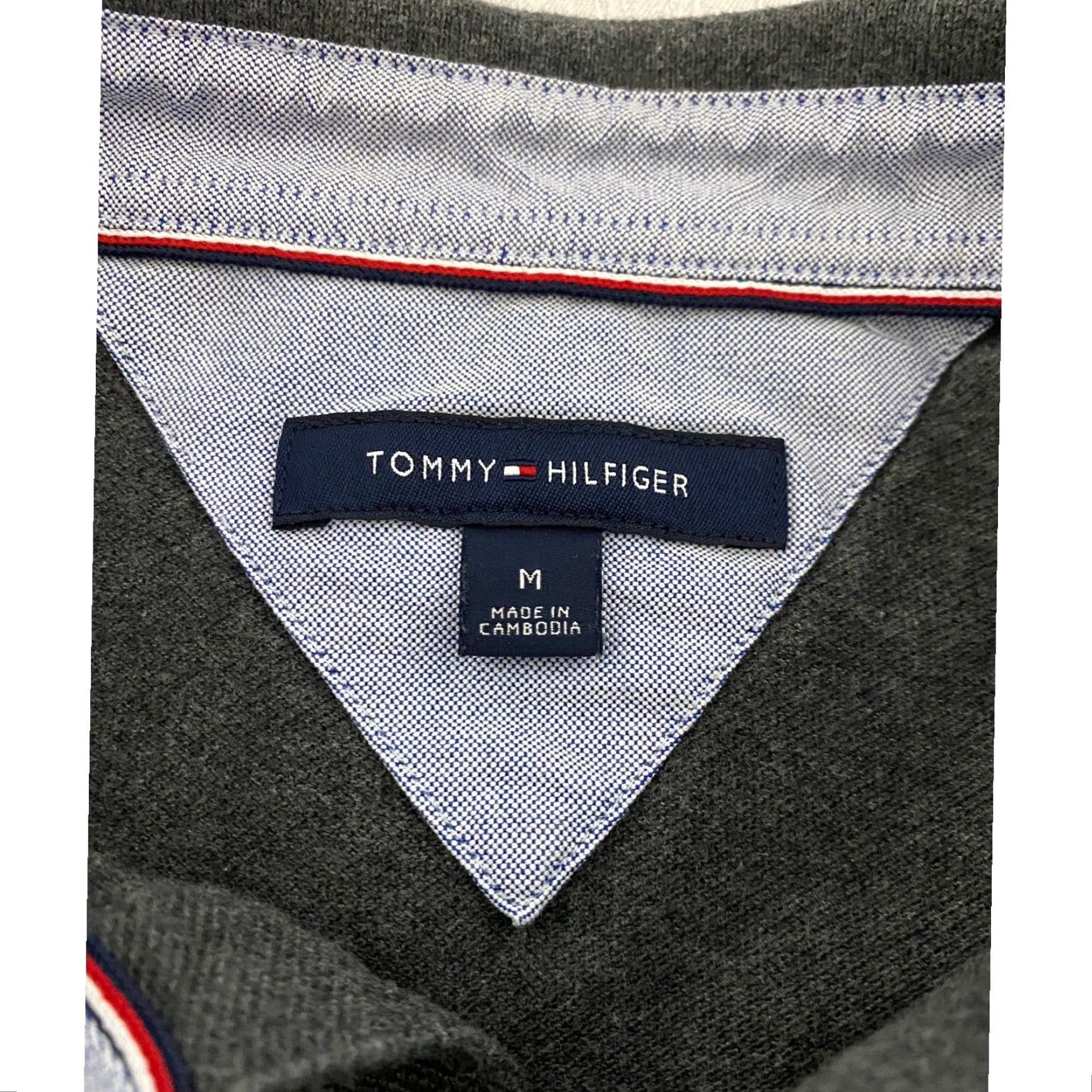 Tommy Hilfiger Tommy Hilfiger Polo Shirt Mens Medium Charcoal Gray Short Sleeve Pique Knit Cotton Button-Front Logo Embroidered Size US M / EU 48-50 / 2 - 3 Thumbnail