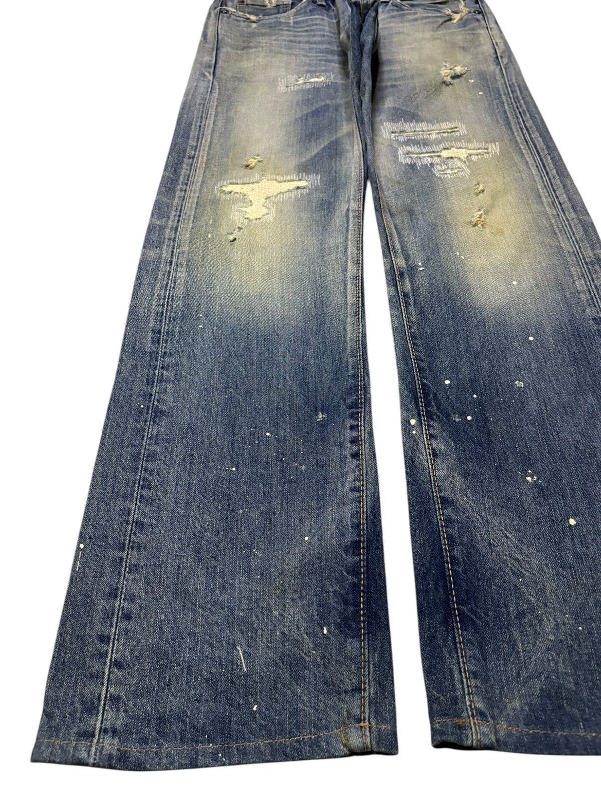 Edwin Vintage Edwin Painted Mud Wash Distress Sashiko Loose Jeans Size US 28 / EU 44 - 7 Thumbnail