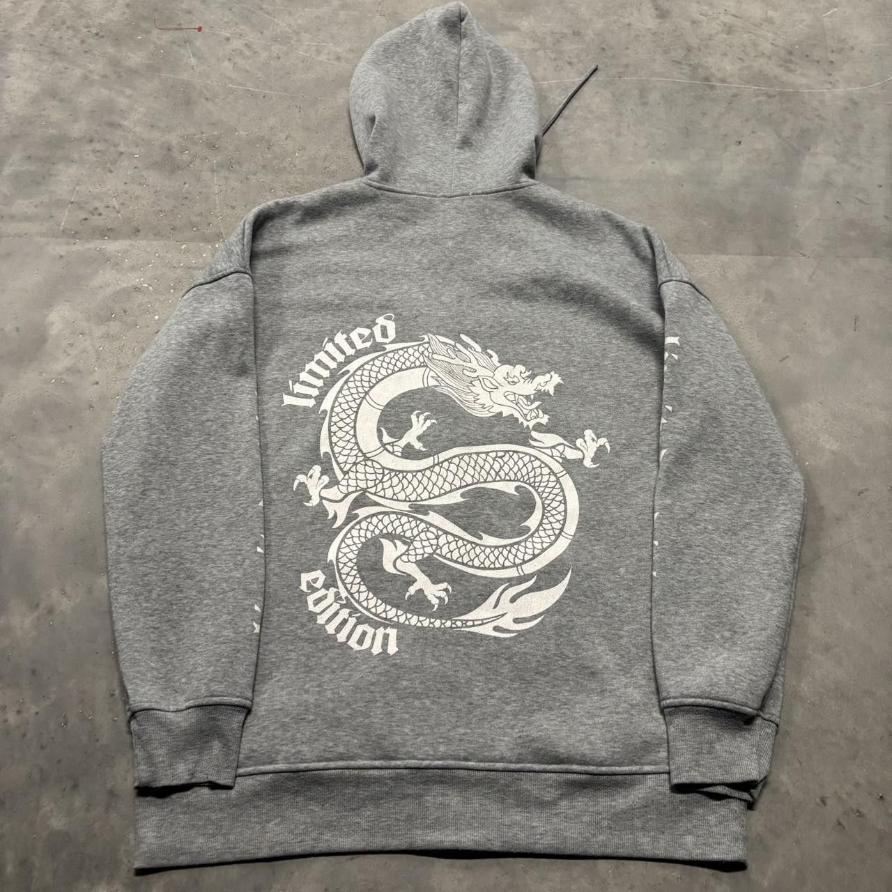 Japanese Brand × Vintage Crazy Vintage Y2K/2000s Grey Dragon Streetwear Skater Style Zip Up Hoodie! Size US L / EU 52-54 / 3 - 2 Thumbnail