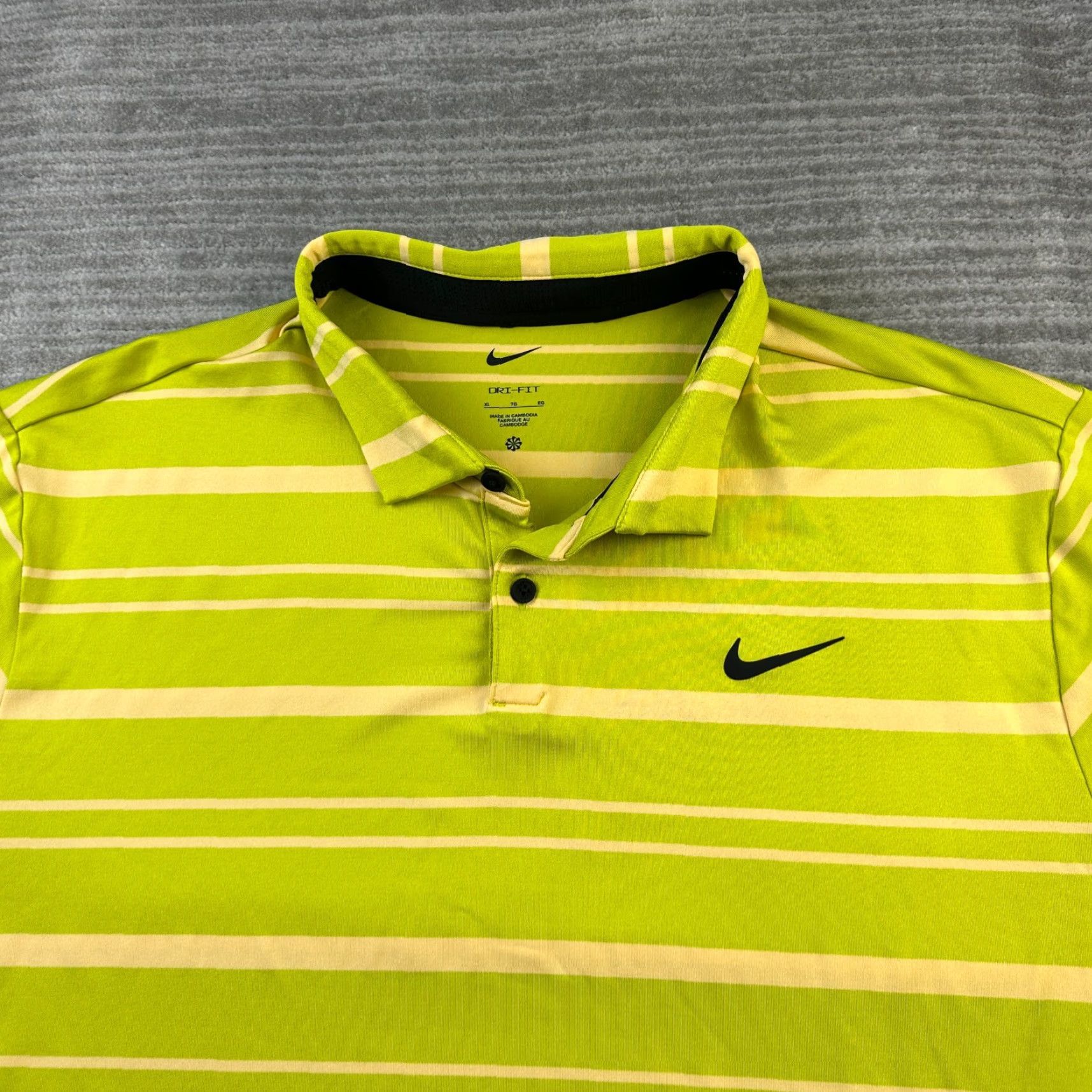 Nike Nike Polo Shirt Extra Large Green Striped Tour Dri Fit Golf Mens Size US XL / EU 56 / 4 - 3 Thumbnail