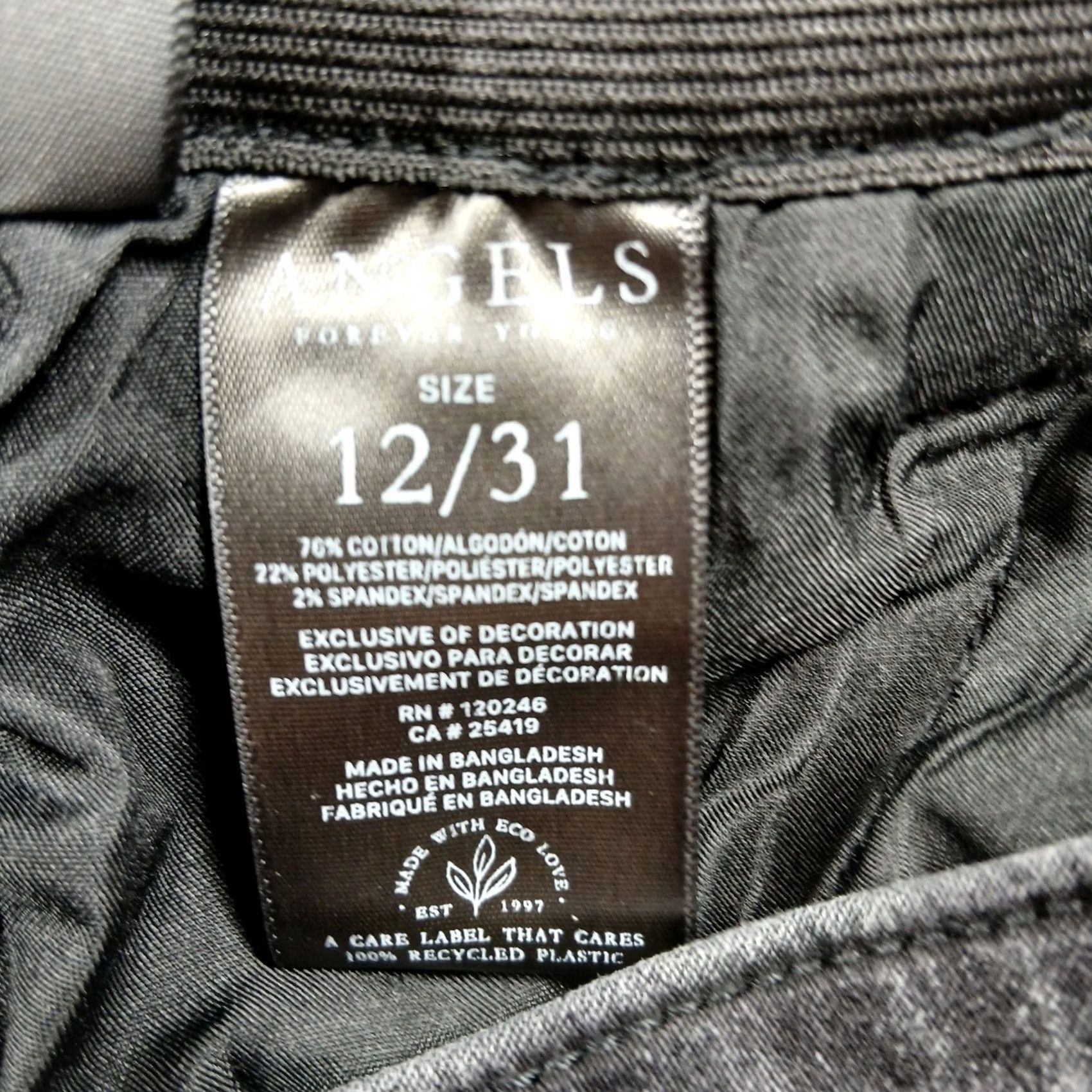 Vintage VINTAGE? No — Angels Forever Young 360 Sculpt Skinny Jeans Black 12/31 Women 31 High Rise Elastic Waist Pockets Shaping Stretch Denim EUC Size 24" / US 00 / IT 34 - 6 Thumbnail