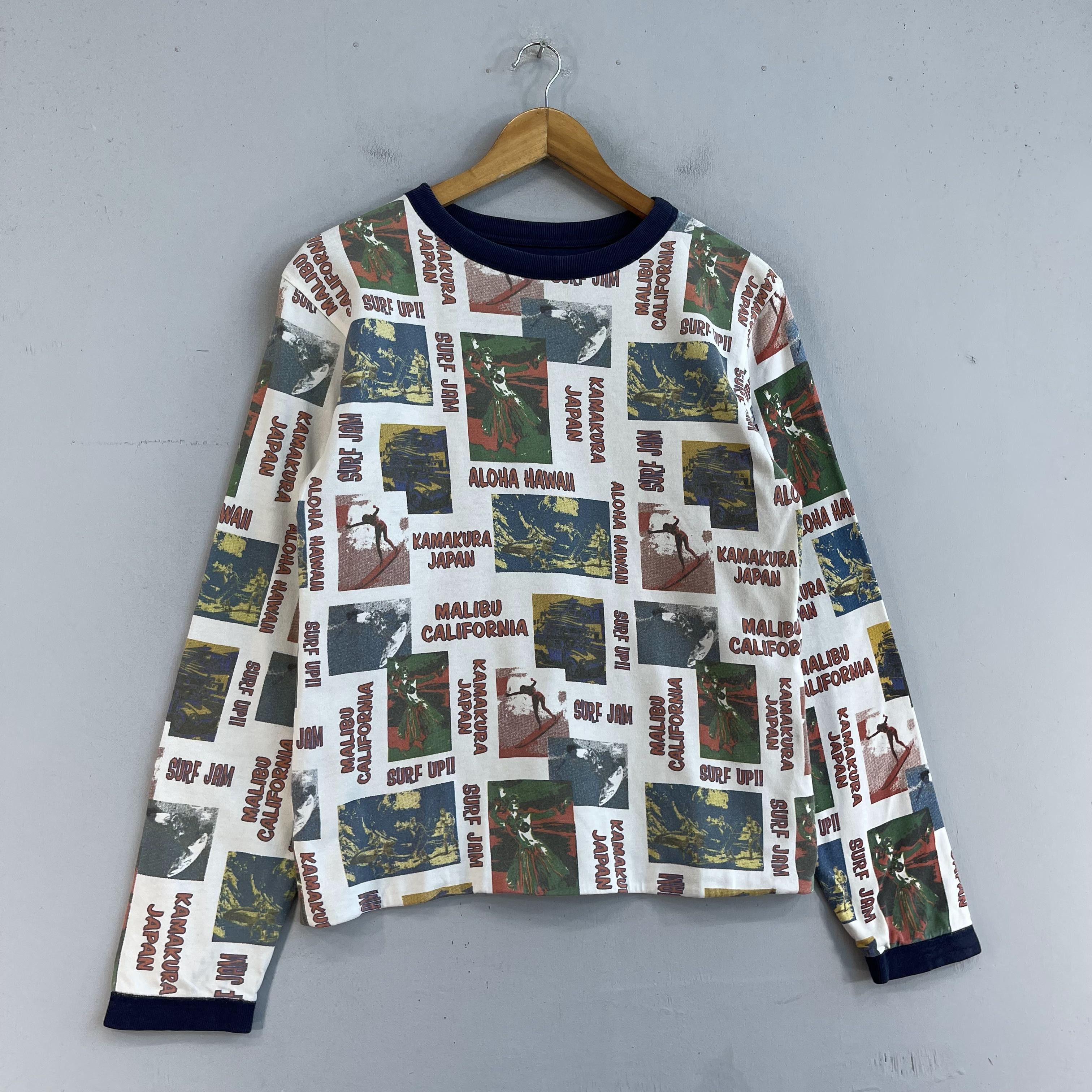 Japanese Brand × Vintage BEAMS Japan Aloha Hawaii Beach Surfing Over Print Sweater Size S / US 4 / IT 40 - 3 Thumbnail