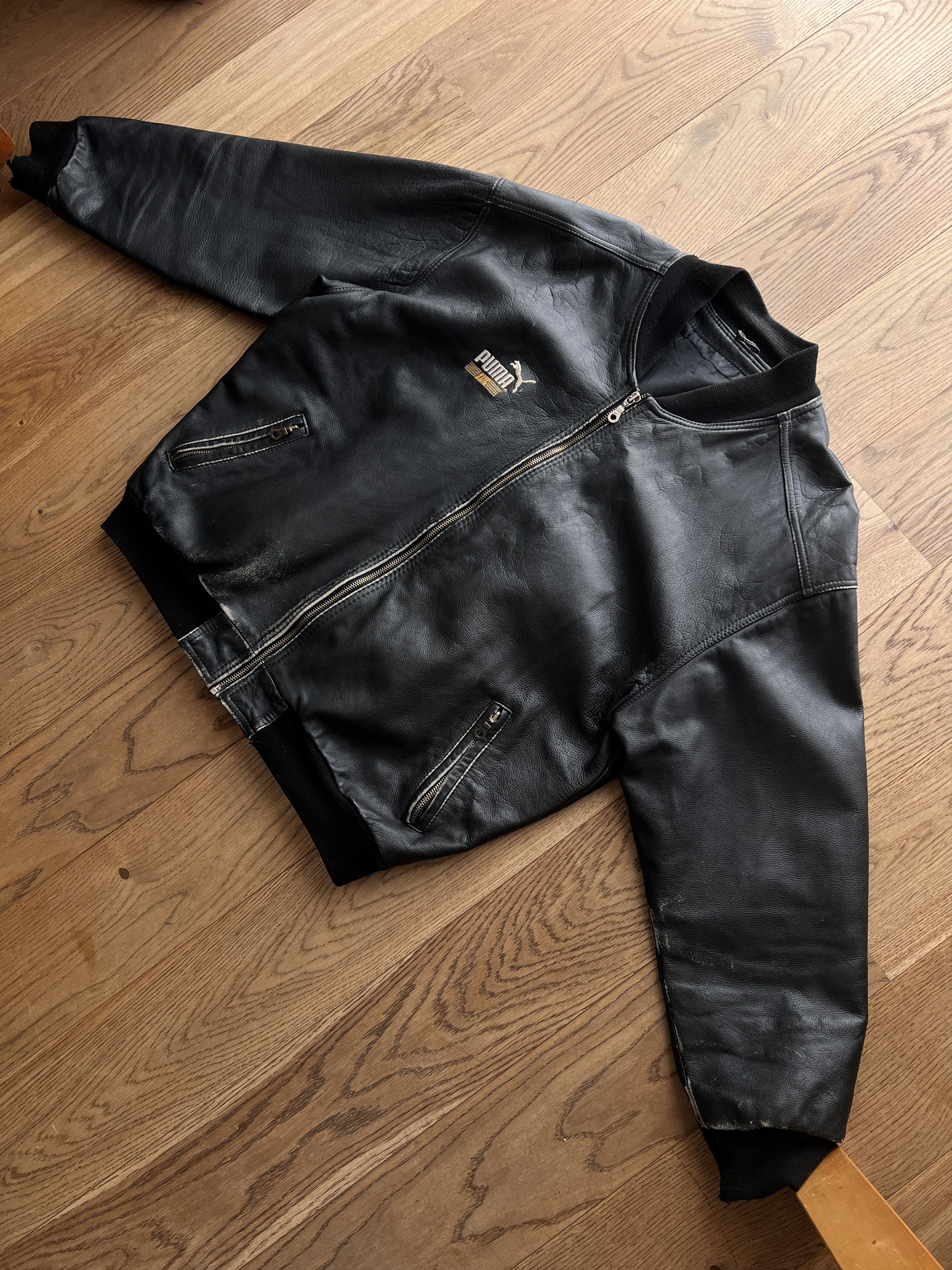 Puma PUMA KING rare vintage 1985 boxy bomber leather jacket baggy Size US L / EU 52-54 / 3 - 8 Thumbnail