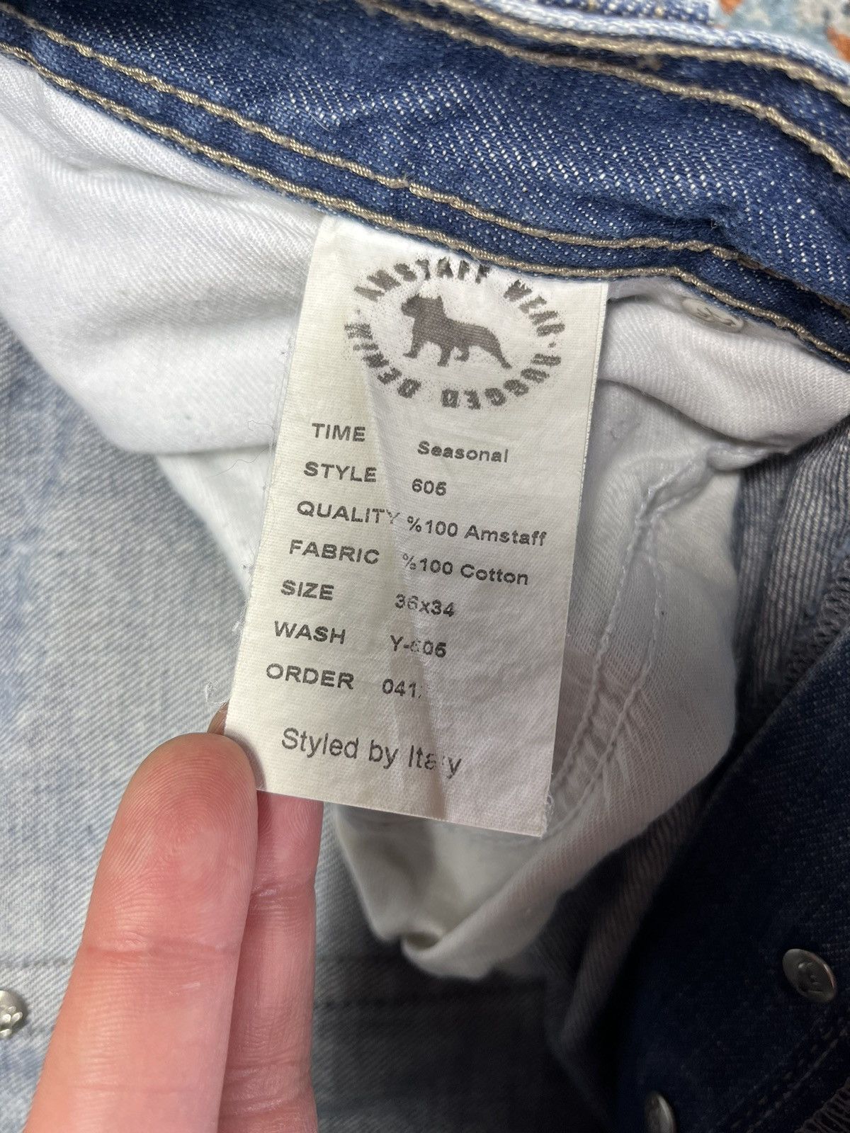 Japanese Brand × Vintage Vintage y2k Amstaff Wear print denim pitbull AOP graphic Size US 34 / EU 50 - 25 Thumbnail