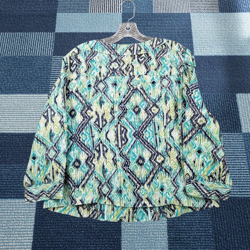 Charter Club Charter Club Shirt Womens L Green Linen Button-Up Long Sleeve Boho Hippie Casual Workwear Size L / US 10 / IT 46 - 1 Thumbnail
