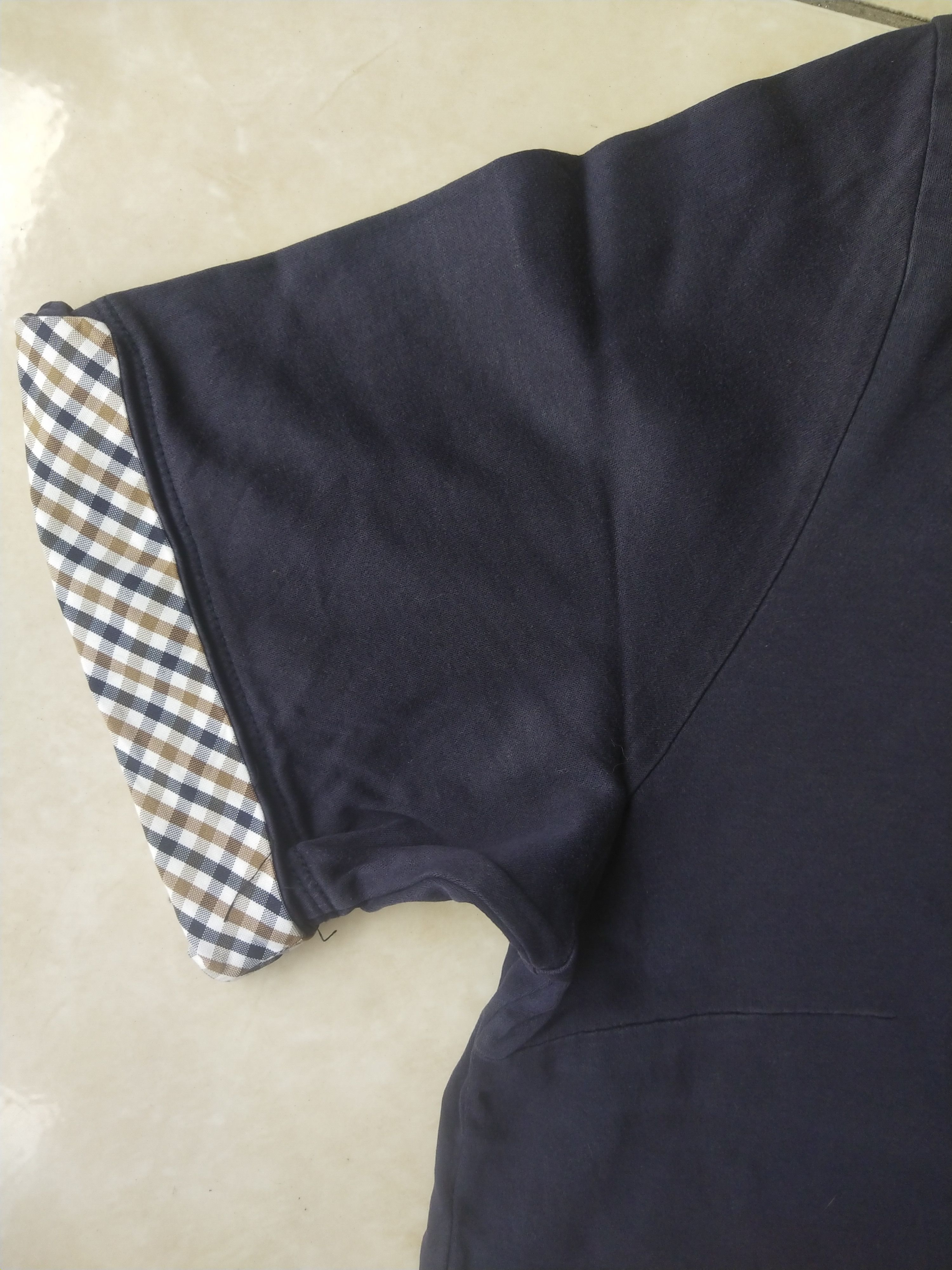 Aquascutum Vintage Aquascutum Japan Navy Polo Shirt Club Check Collar Size M / US 6-8 / IT 42-44 - 3 Thumbnail