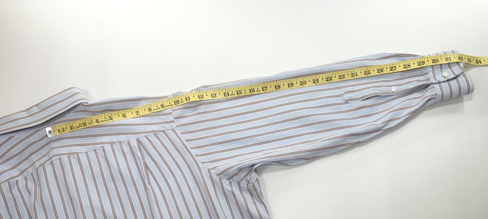 GianMarco Venturi Ventura Striped Tailored L/S Oxford Blue Mens XL Size US XL / EU 56 / 4 - 5 Thumbnail