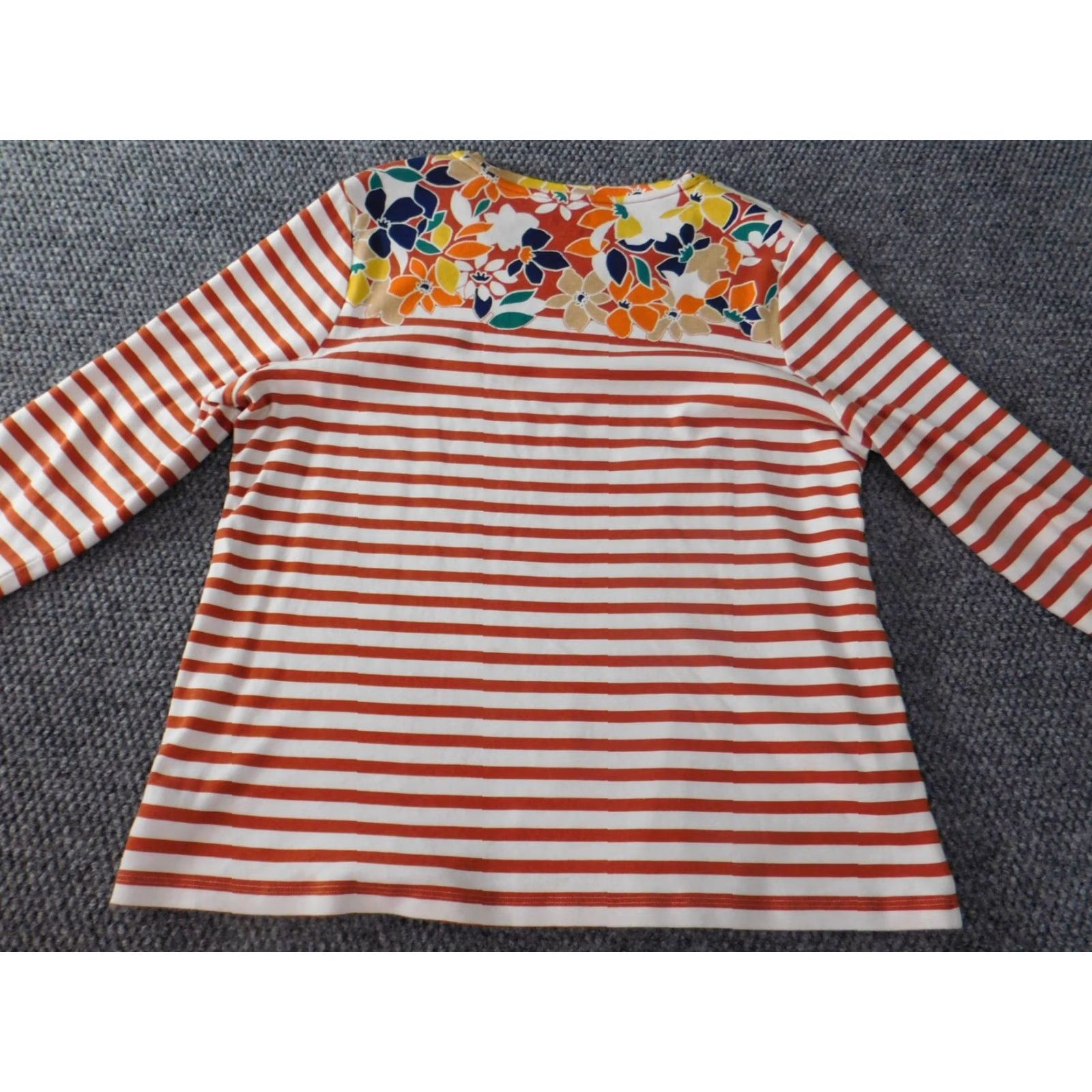 Vintage Kim Rogers Blouse PXL Petites Women Orange Striped Crew Neck Pullover Top Shirt Size XL / US 12-14 / IT 48-50 - 7 Thumbnail