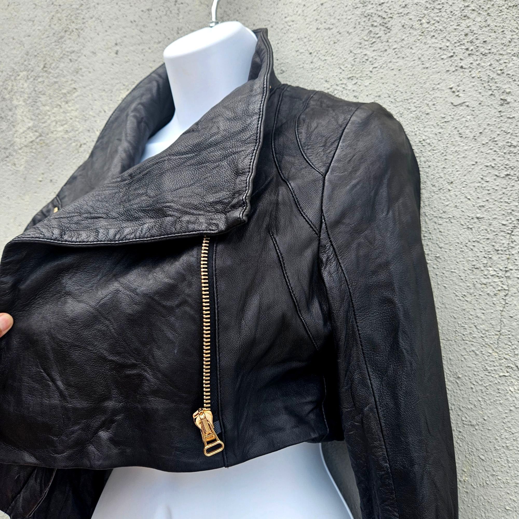 Other Vintage Pegah Anvarian Black Lambskin Leather Cropped Bolero Size S / US 4 / IT 40 - 22 Thumbnail