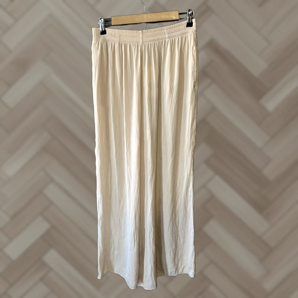 Zara Zara Womens Beige Pull On Wide Leg Flowy Pants Size Large NWT Size 36" / US 14 / IT 50 - 1 Thumbnail