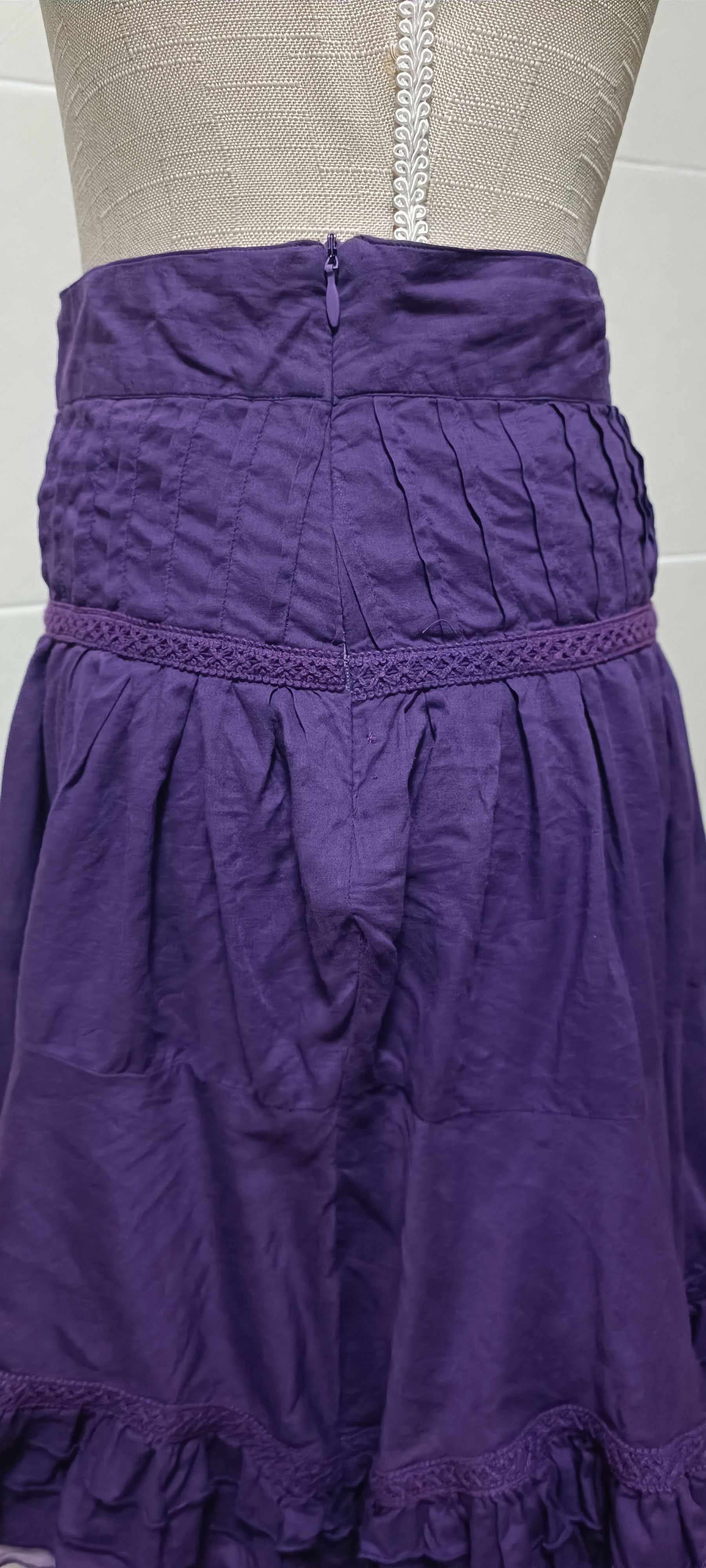 Jean Paul Gaultier Purple cotton skirt with silk ruffles Size 26" / US 2 / IT 38 - 6 Thumbnail