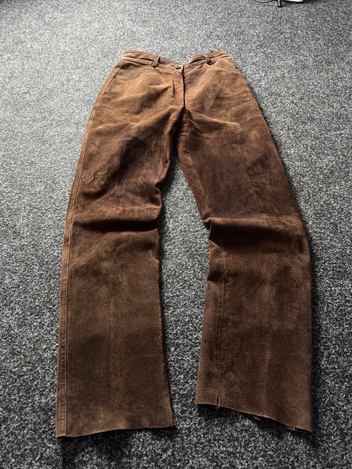 Vintage Cowgirl Western Brown Suede Biker Moto Leather Pants