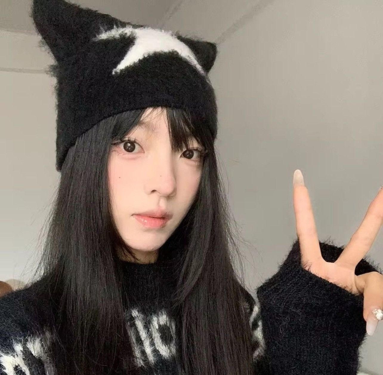 Japanese Brand Kawaii Knitted Star Pattern Cat Ear Beanies Hat Size ONE SIZE - 3 Thumbnail