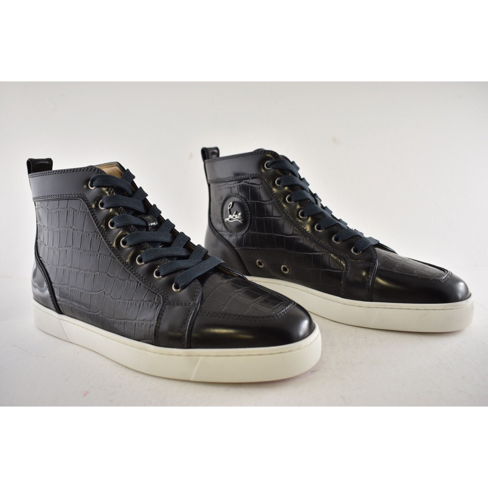 Christian Louboutin Mens Rantus Flat Ardesia Black Croc High Top Sneaker 44 11 Size US 11 / EU 44 - 4 Thumbnail
