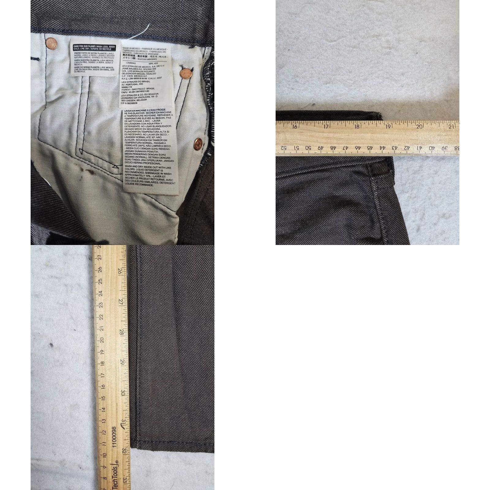 Levi's Levi's 501 Jeans Straight Leg Denim Jeans Dark Gray Mens 38x32 Vintage 90s Retro Button Fly Regular Rise Middle 5-Pocket Denim Cotton Clothing Mens Size US 38 / EU 54 - 9 Thumbnail