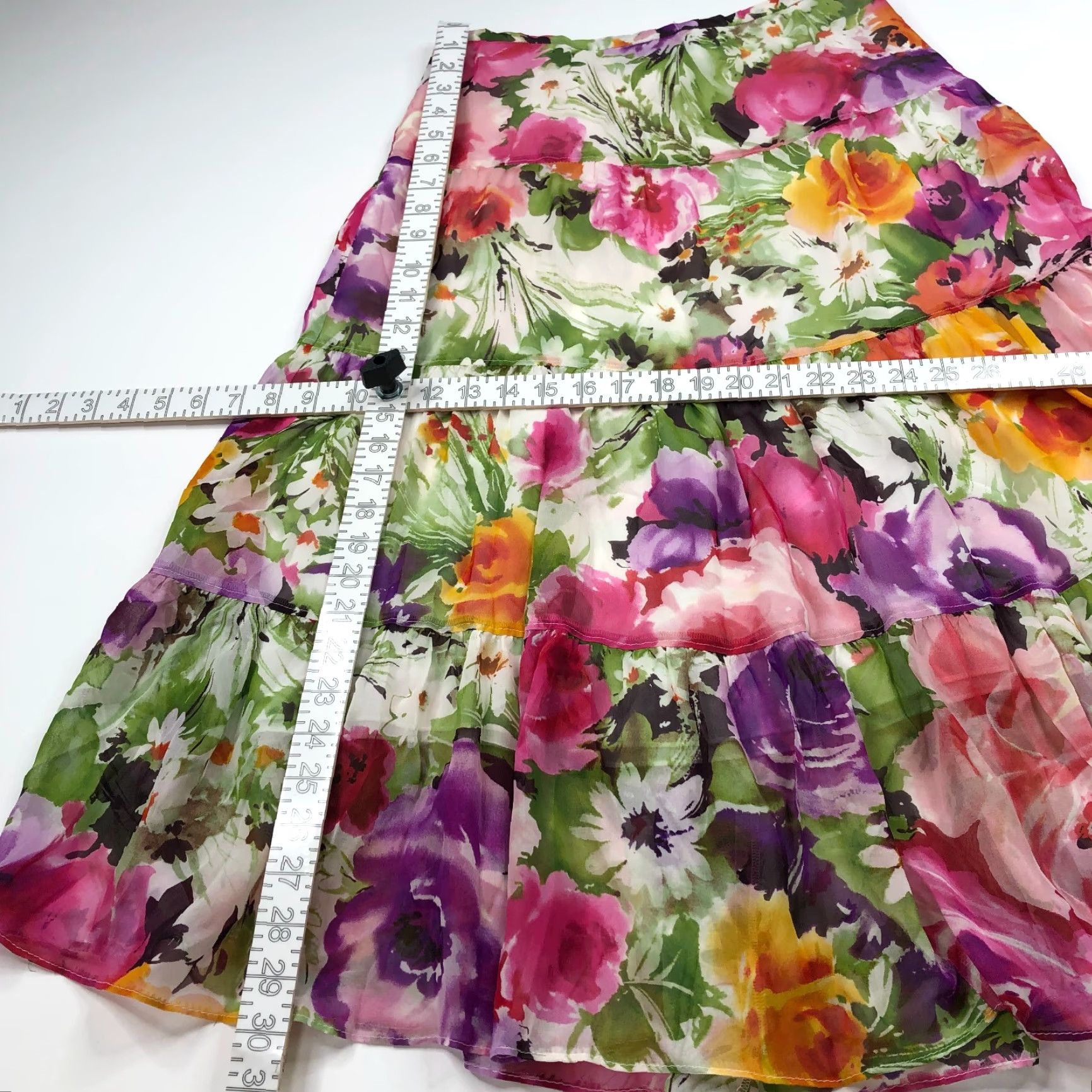 Jones New York Jones New York Collection Skirt 4 100% Silk Floral Midi Mint Multicolor Mini Style Womens Size 27" / US 4 / IT 40 - 4 Thumbnail