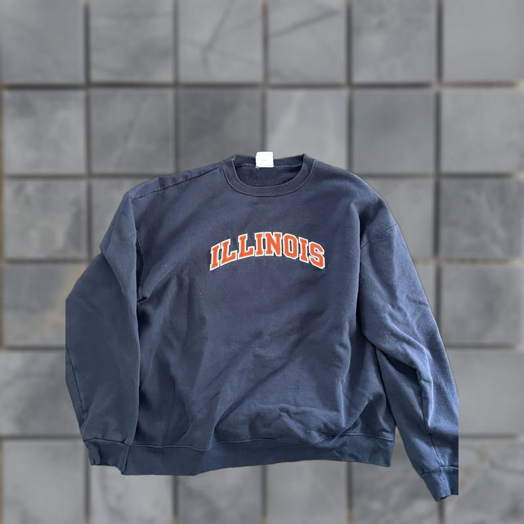 Champion Champion Sweatshirt Crew Neck Illinois’s Spell Out Blue Orange XXL Men’s 2XL Orange/Blue Pullover Size US XXL / EU 58 / 5 - 1 Thumbnail