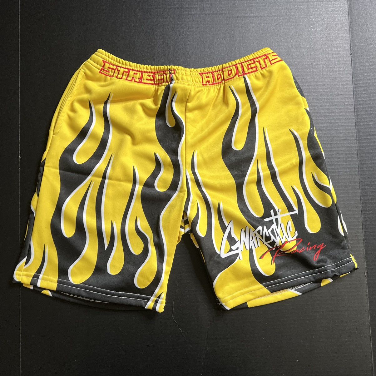 Gnarcotic Racing Black Flame Yellow Shorts - Black/Yellow MD
