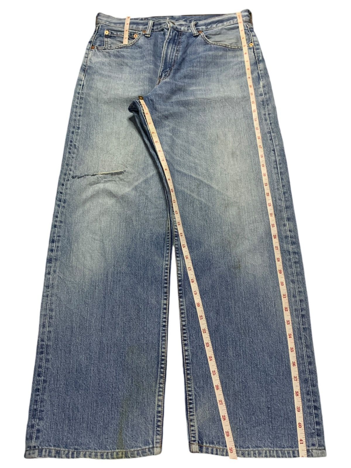 LVC × Levi's × Levi's Vintage Clothing Vintage 90s Levis 504 Blue Wash Distressed Baggy Jeans Size US 33 - 12 Thumbnail
