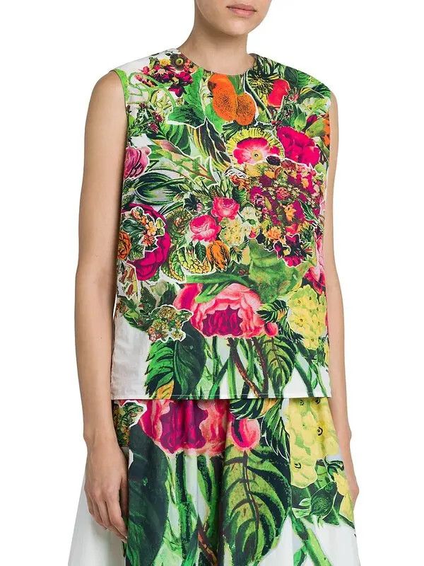 Marni oc11z0525 Sleeveless Floral Crop Top in Multicolor Size S / US 4 / IT 40 - 4 Thumbnail