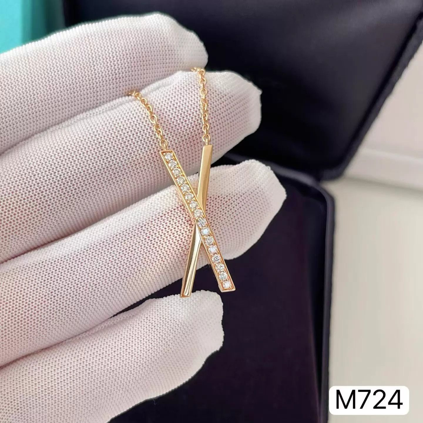 Tiffany & Co. Tiffany Atlas X 18k RG Semi-Diamond 19pt Adj Necklace M724 Size ONE SIZE - 6 Thumbnail