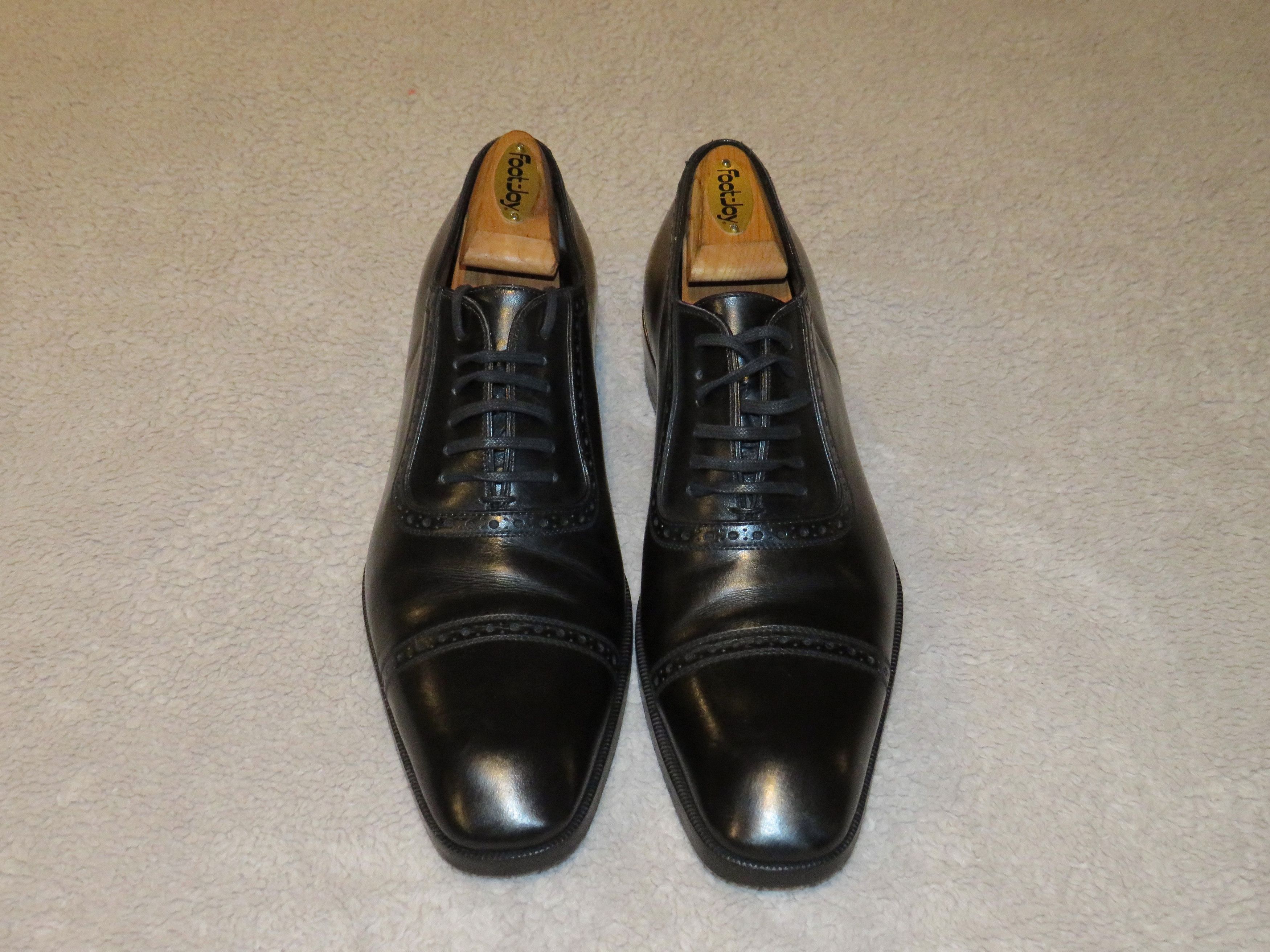 Balmoral Captoe Black Leather Oxfords 9T