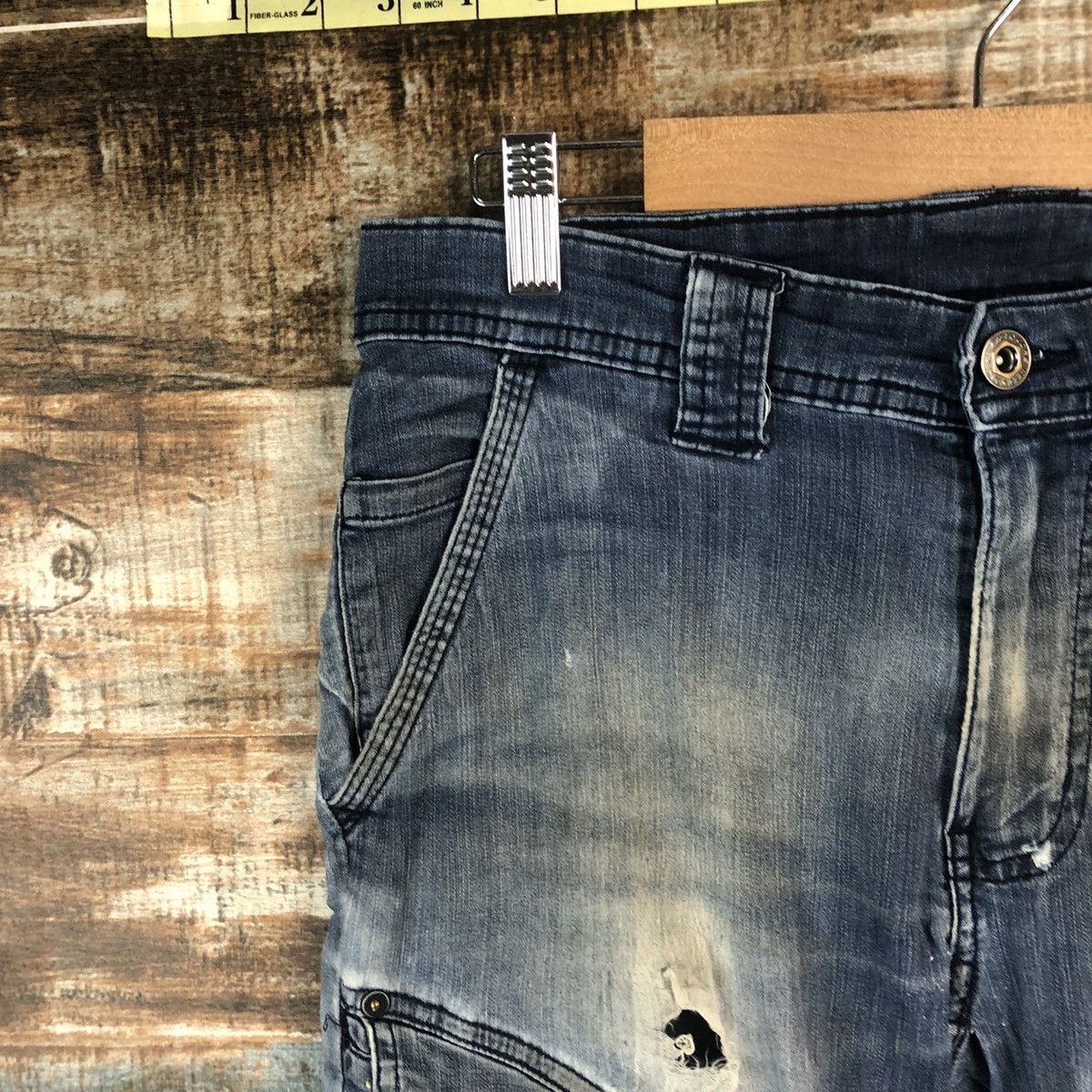 Japanese Brand Field Core Blue Distressed ripped Denim Pants #A2109 Size US 29 - 7 Thumbnail