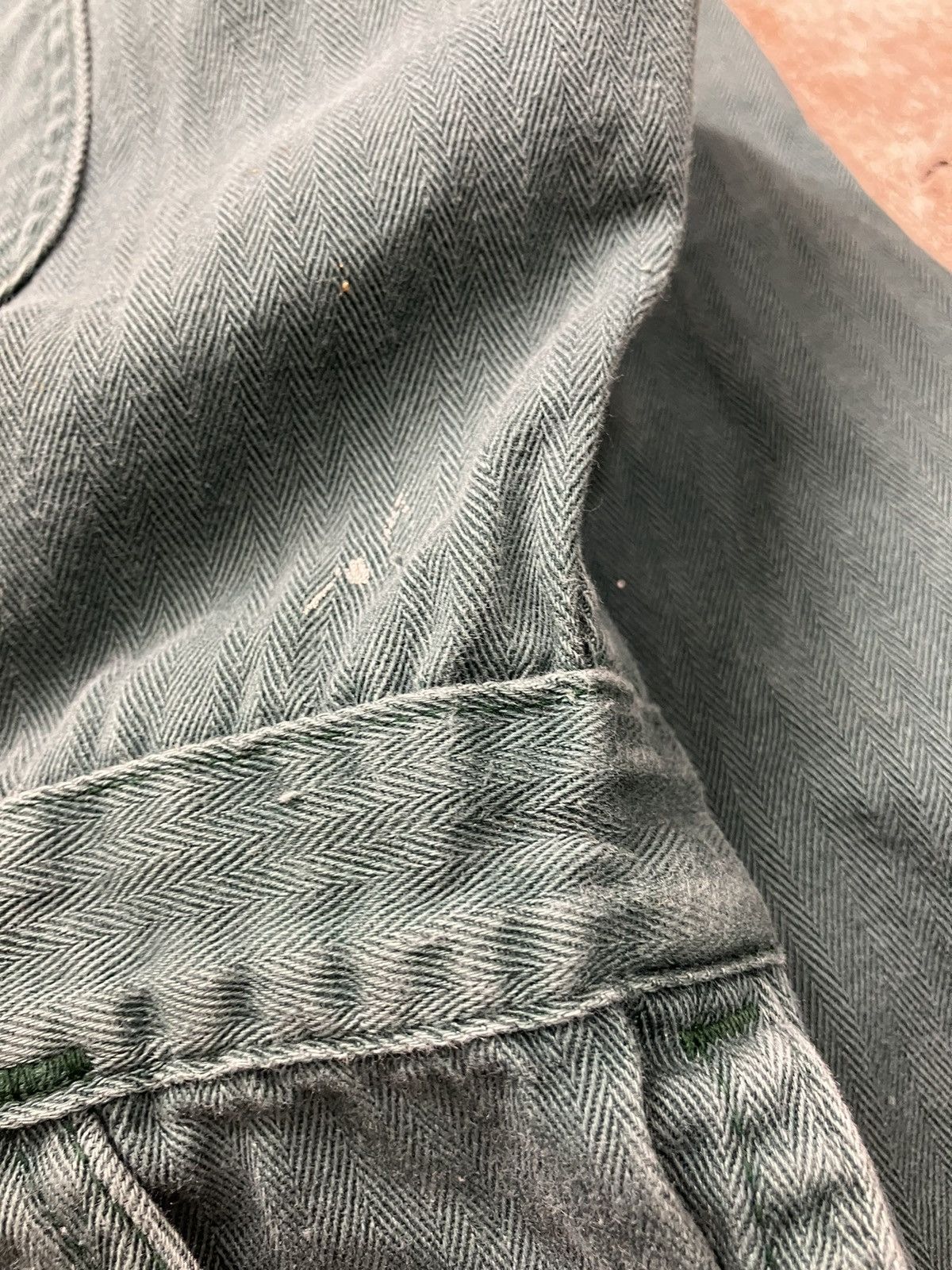 Vintage 60’s Blue Top Teal Green Herringbone Coveralls Size US 38 / EU 54 - 5 Thumbnail