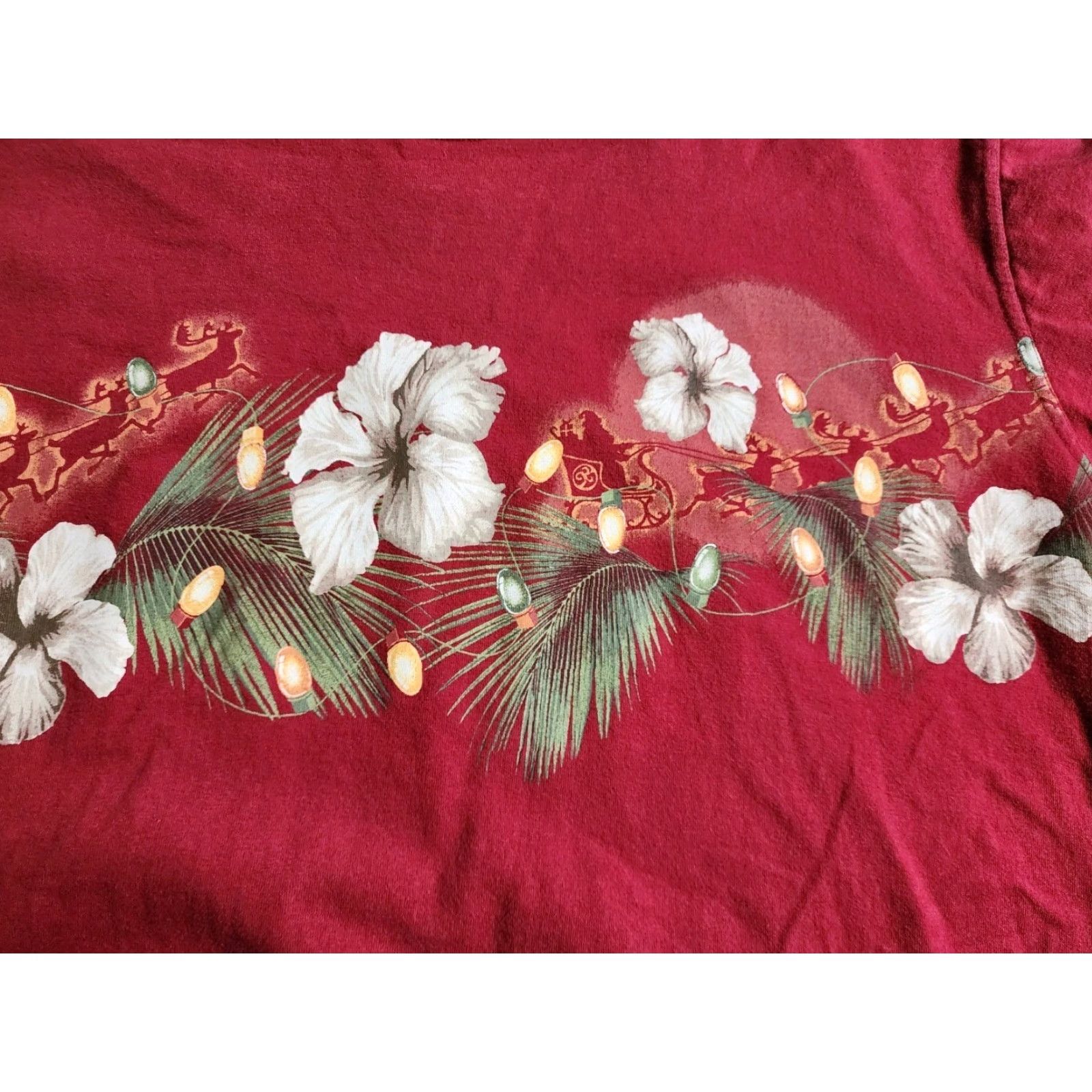 ALOHAS Boca Classics Mens T-Shirt Christmas Santa Claus Hawaii Aloha Red Cotton Short Sleeve XXL Shirt Men Size US XXL / EU 58 / 5 - 4 Thumbnail
