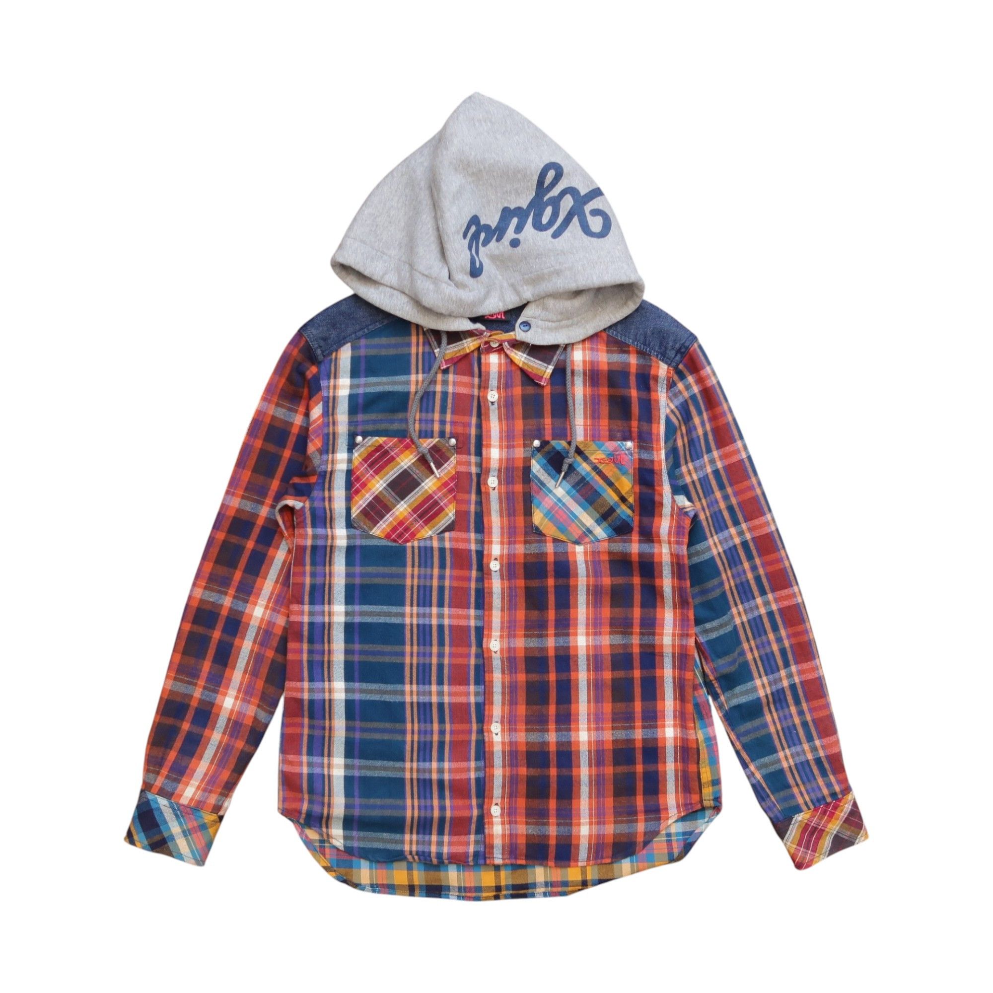 Japanese Brand 2000s X-Girl Japan Flannel Detachable Hood Shirt Size US S / EU 44-46 / 1 - 1 Thumbnail