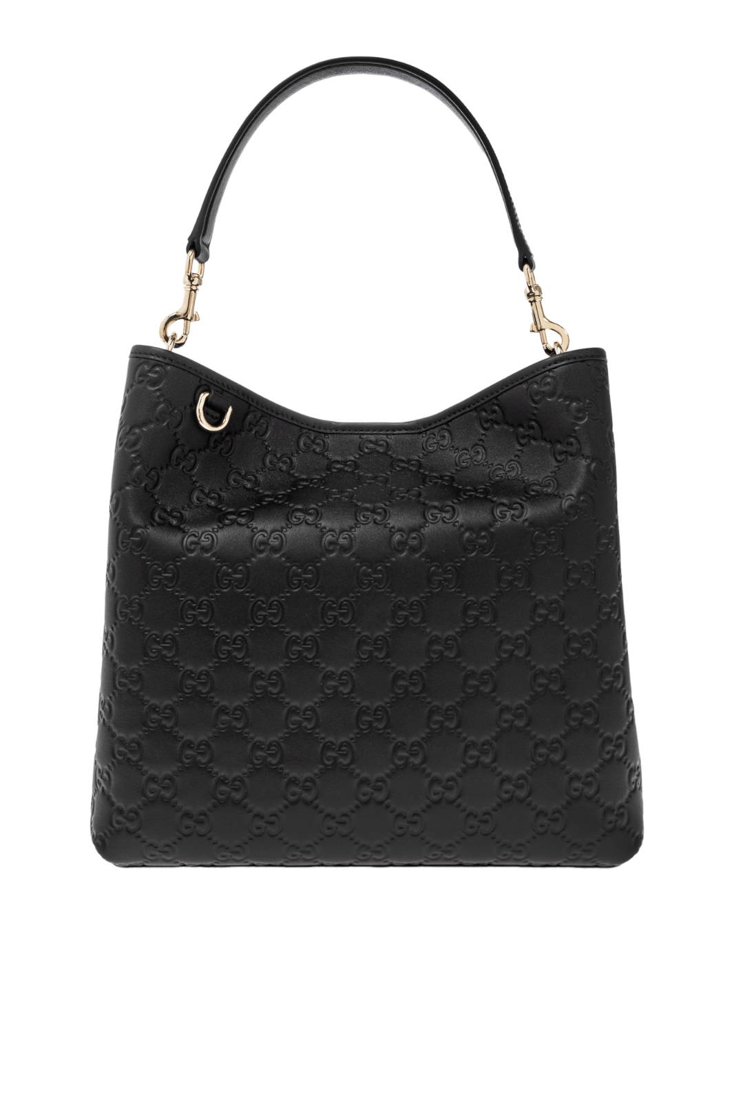 GUCCI Emblem Medium Black GG Leather Bag New And Authentic