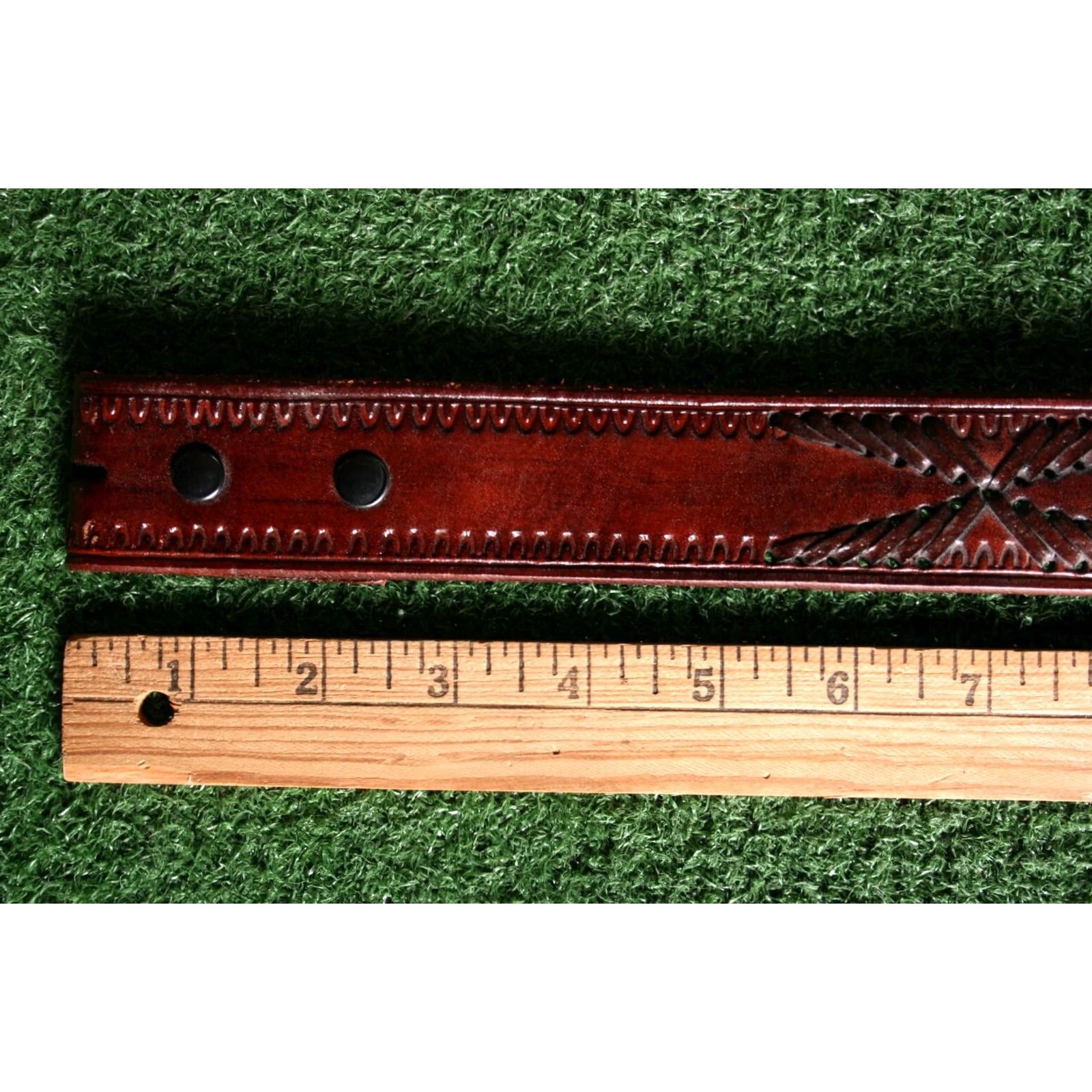 Vintage VINTAGE B-LOW THE BELT Belt Men 32 Reddish Brown Leather Tooled & Braided No Buckle Size 32 - 3 Thumbnail