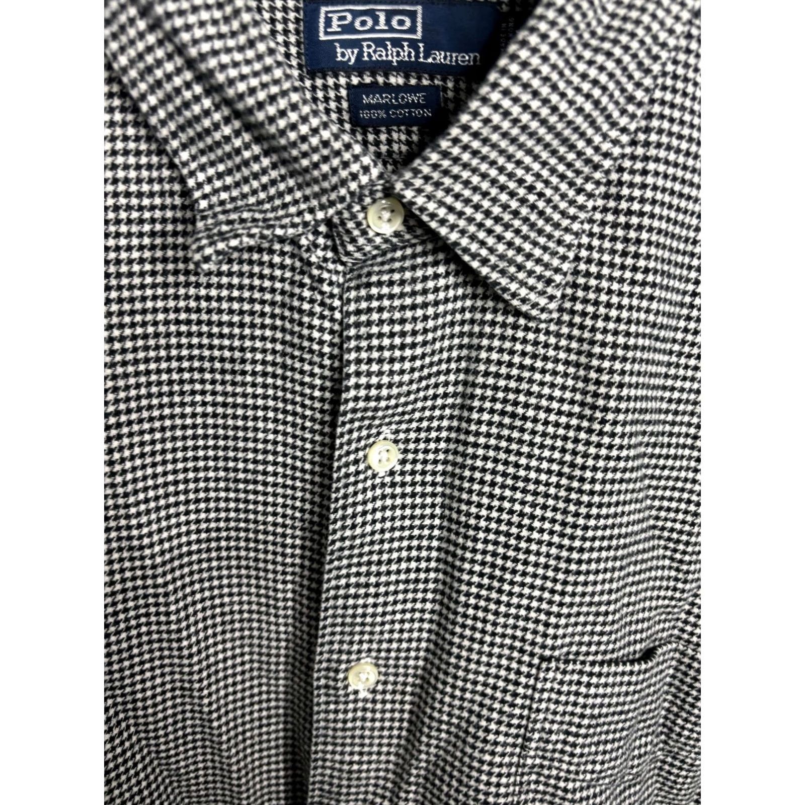 Polo Ralph Lauren Polo Ralph Lauren Shirt Mens XL Black White Houndstooth Marlowe Cotton Button-Up Long Sleeve Casual Preppy Classic Fits Mens Size US XL / EU 56 / 4 - 3 Thumbnail