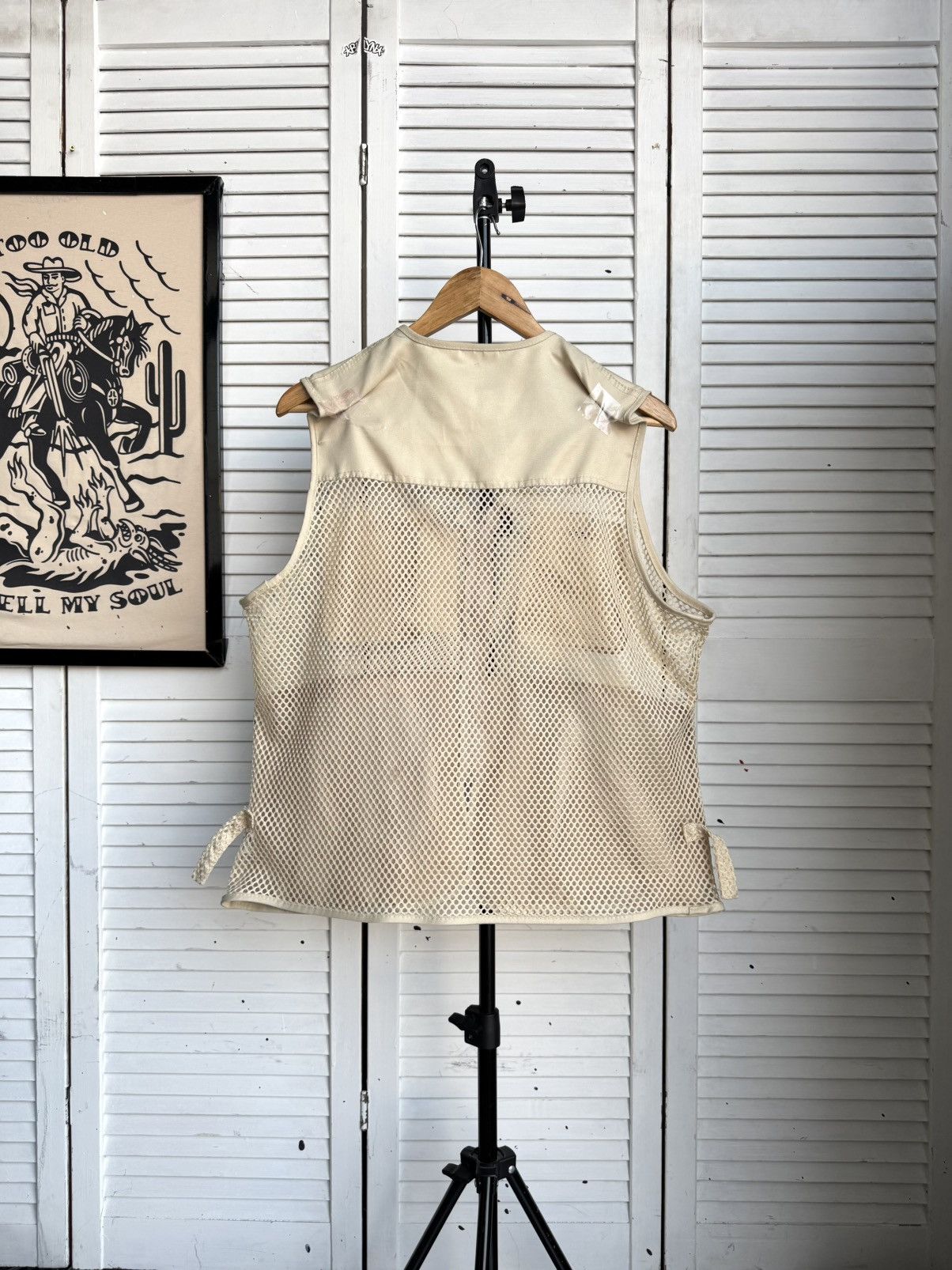 Vintage Utility Fishing Vest Mesh Multi Pocket Beige Tactical Size US XL / EU 56 / 4 - 3 Thumbnail
