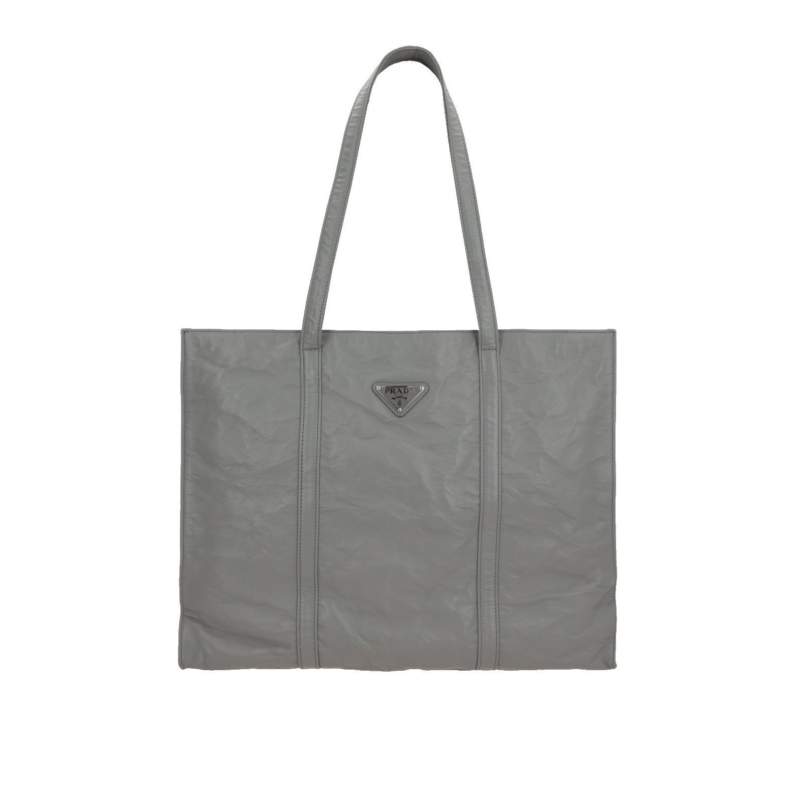 Prada PRADA Gray Nappa Leather Tote Bag New & Authentic Size ONE SIZE - 1 Thumbnail