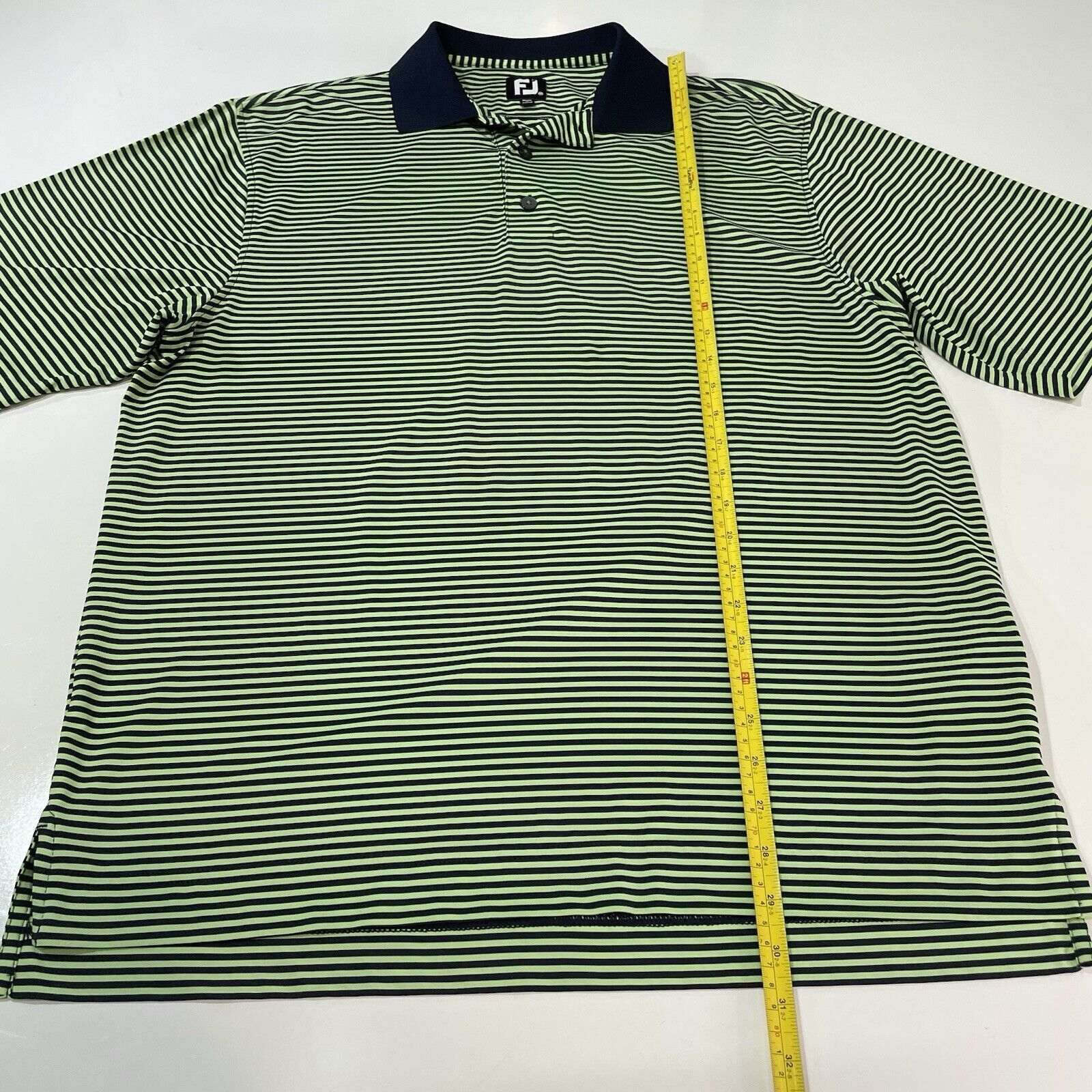 Footjoy FJ Footjoy Polo Tour Shirt Men's Striped Blue Green Stretch Size US M / EU 48-50 / 2 - 4 Thumbnail
